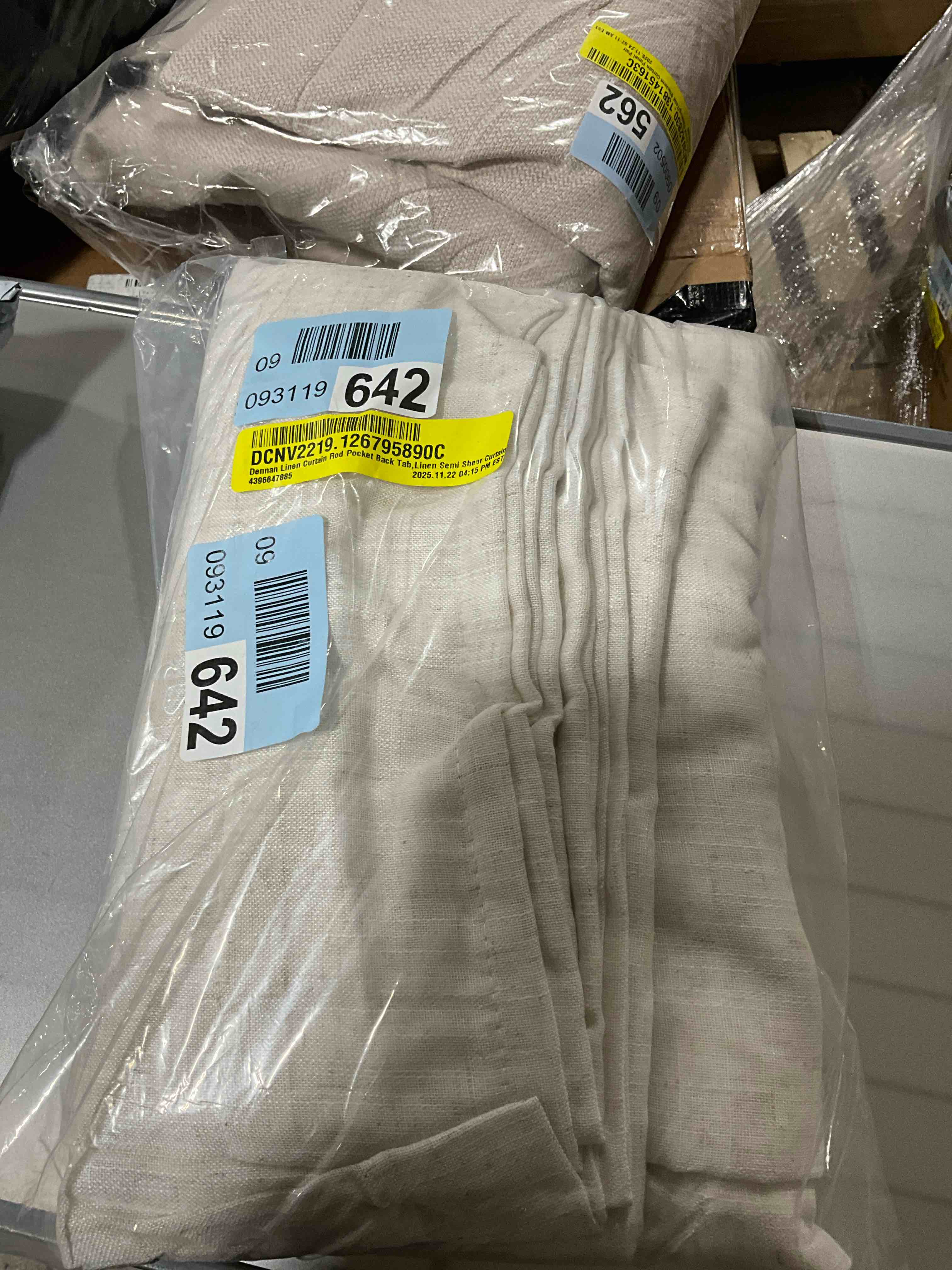 Dennan Linen Curtain Rod Pocket Back Tab,Linen Semi Sheer Curtains for Bedroom (Set of 2)