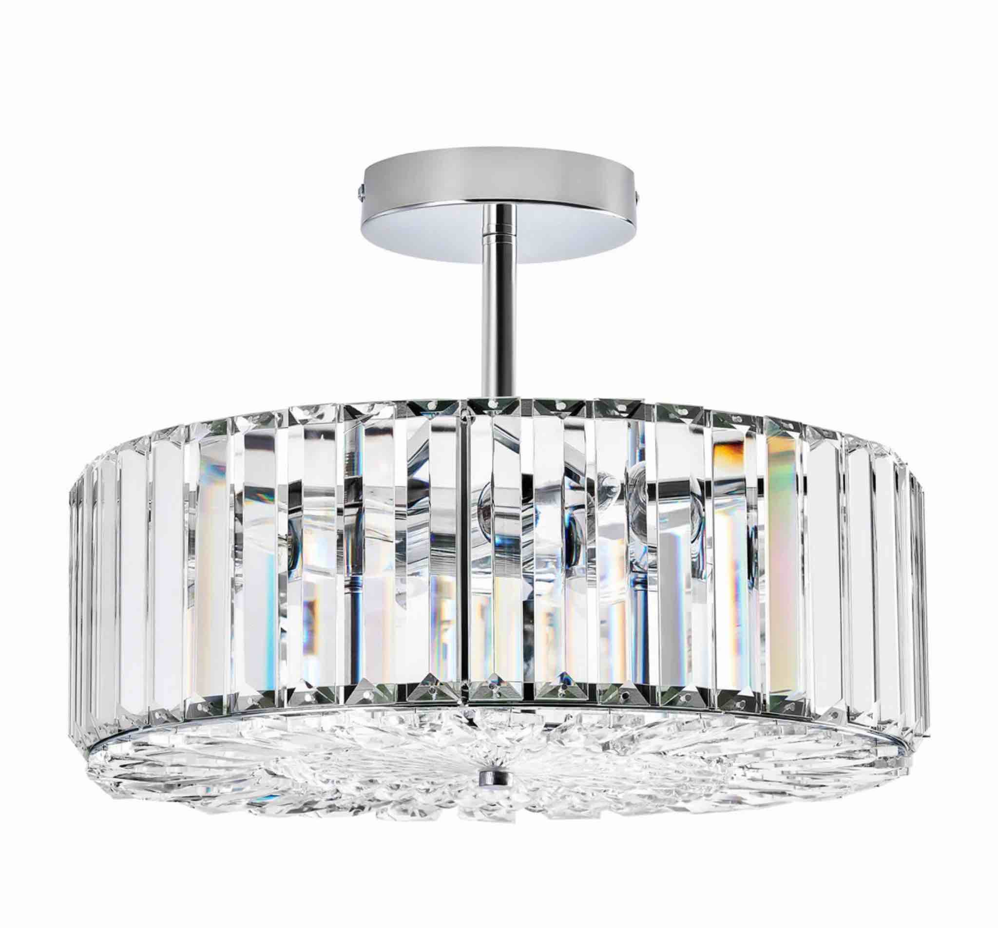 Light Crystal Semi Flush Mount Ceiling Light