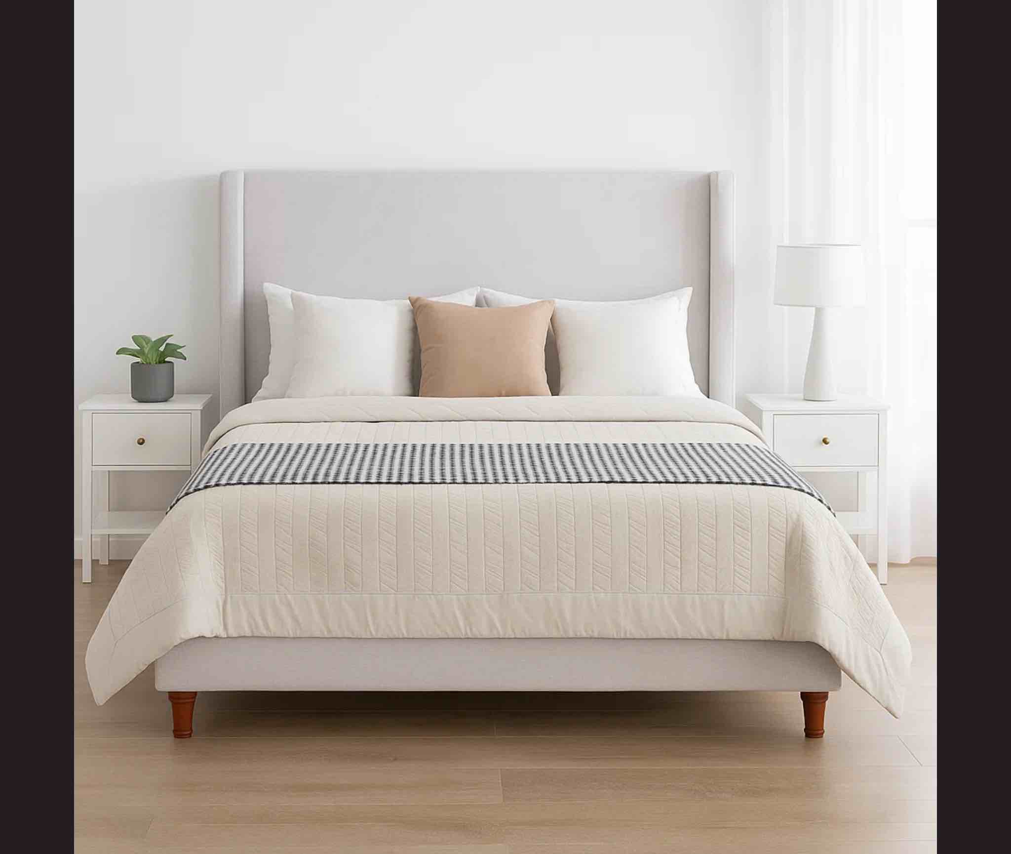 Mozter Upholstered Wingback Platform Bed