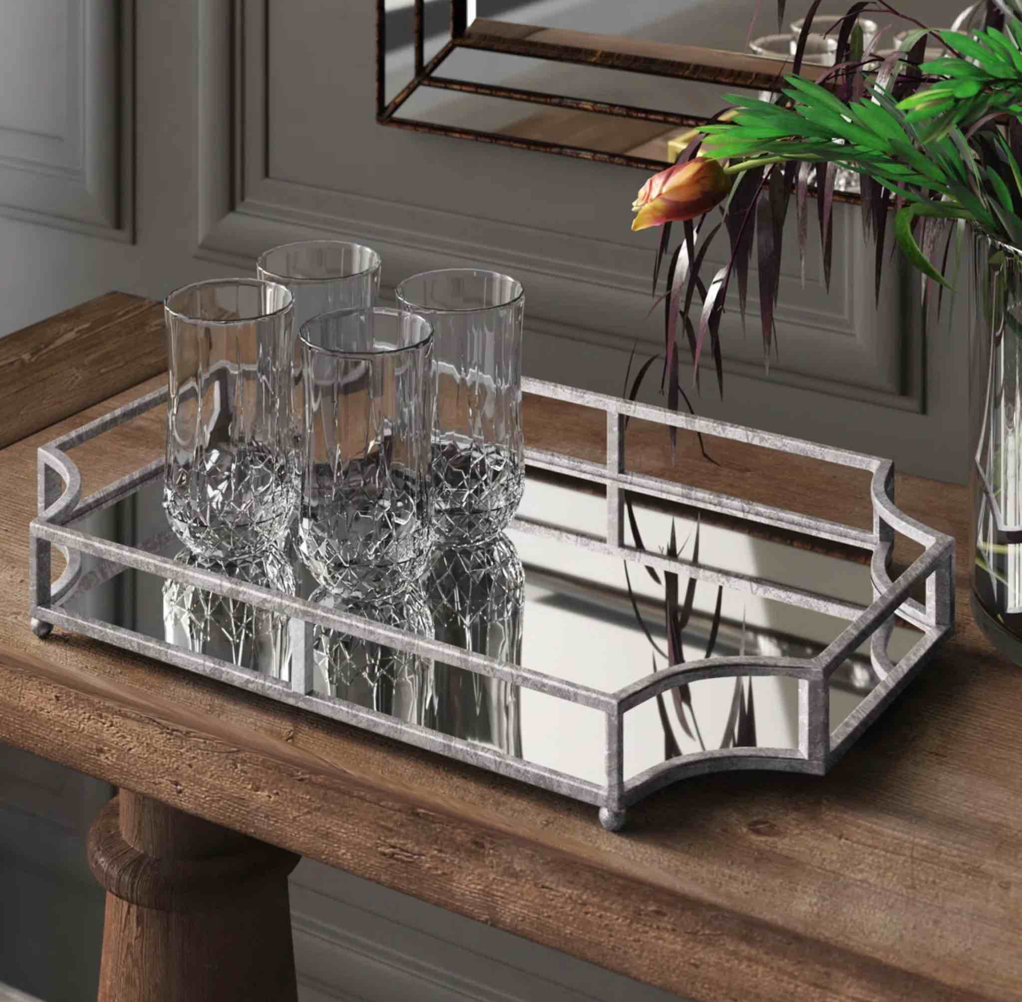 Rosa Mirrored Glass Tray