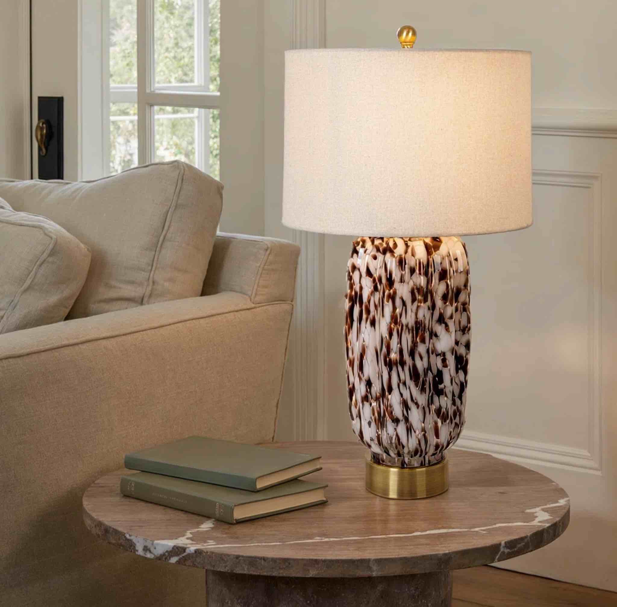 Ines Art Glass Table Lamp With Gold Base By 