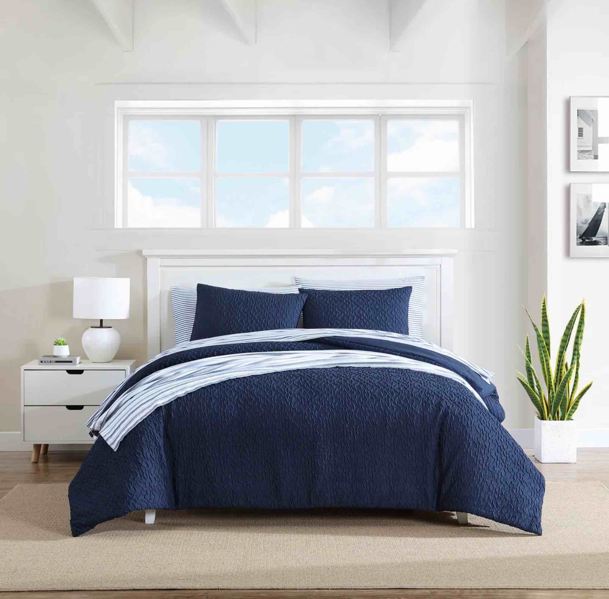 Nautica Point Harbor Embossed Navy Comforter Set