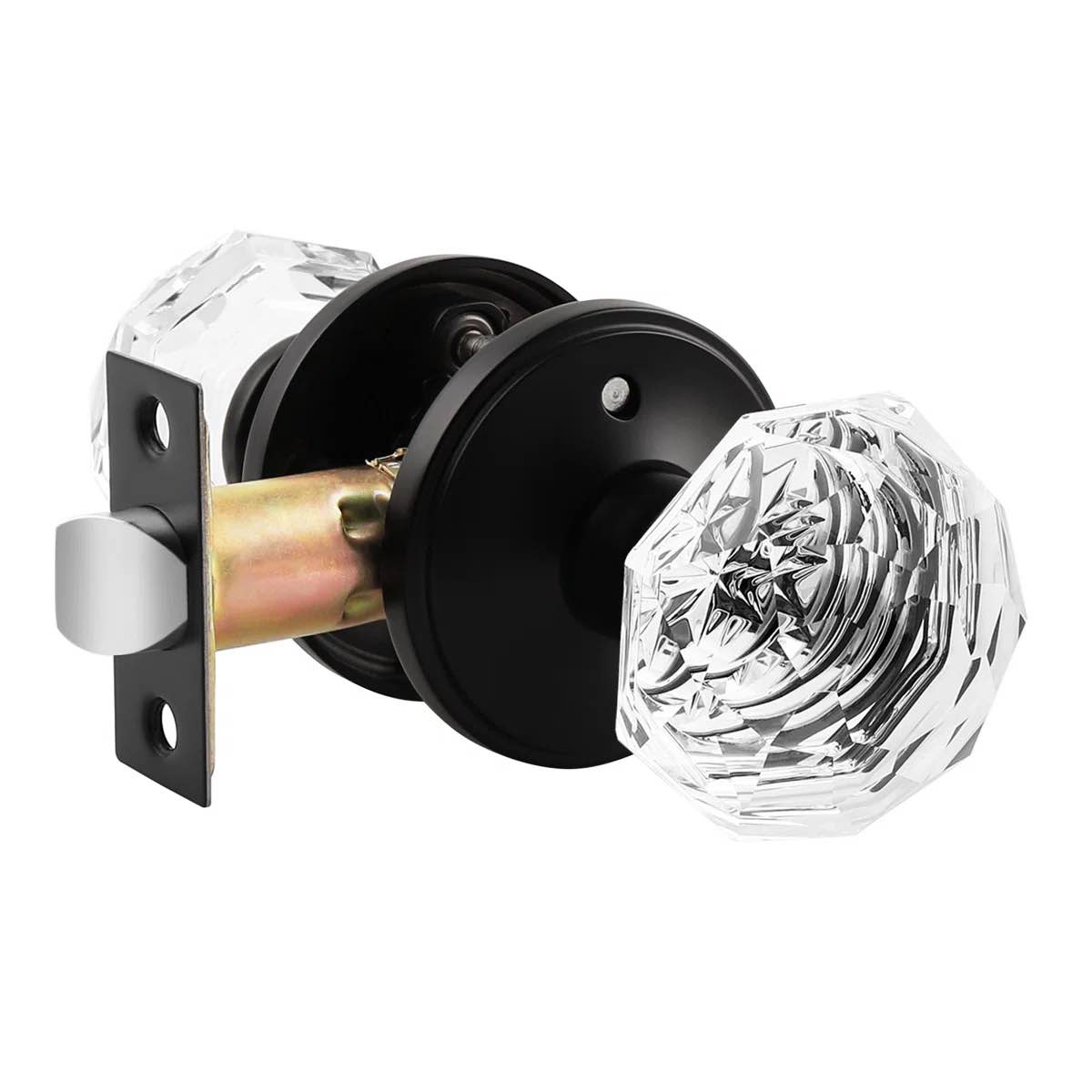 Crystal Privacy Door Knobs Keyless Lock with Round Rosette