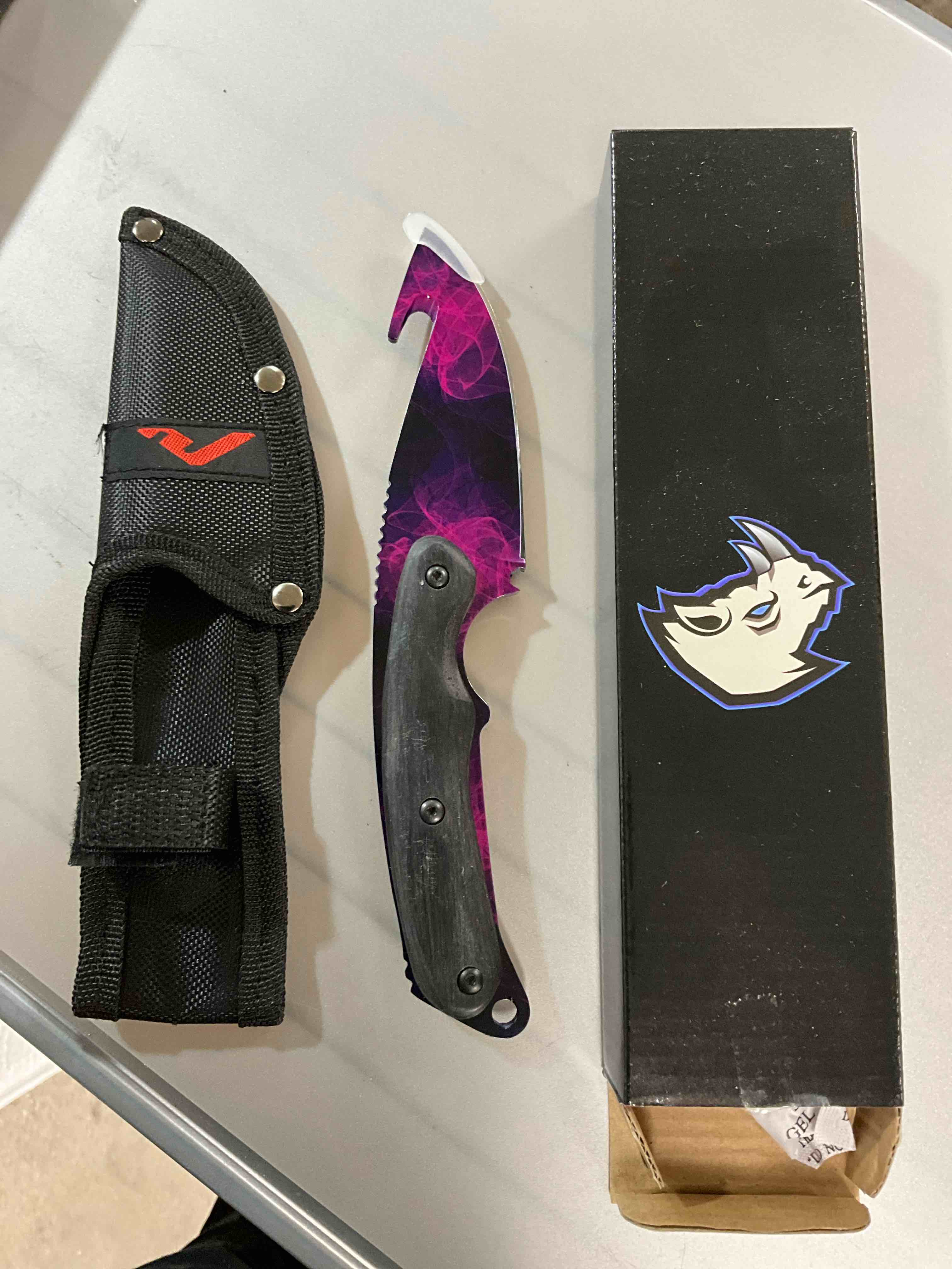 8.5" CS GO Hunting Fixed Blade GUT KNIFE Full Tang BLACK GALAXY Tactical Bowie