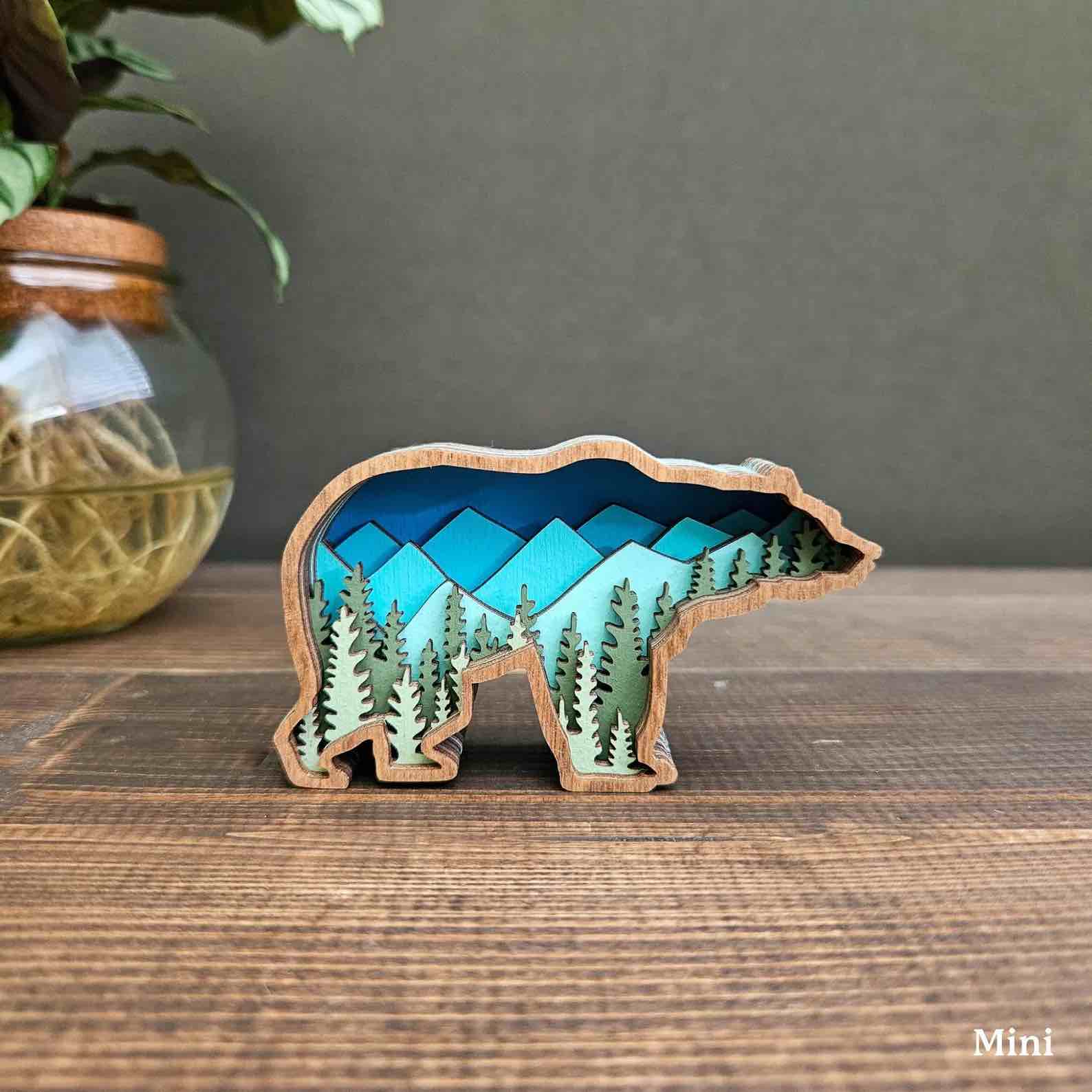 Forest Bear Decoration. 3D Layered Animal Art