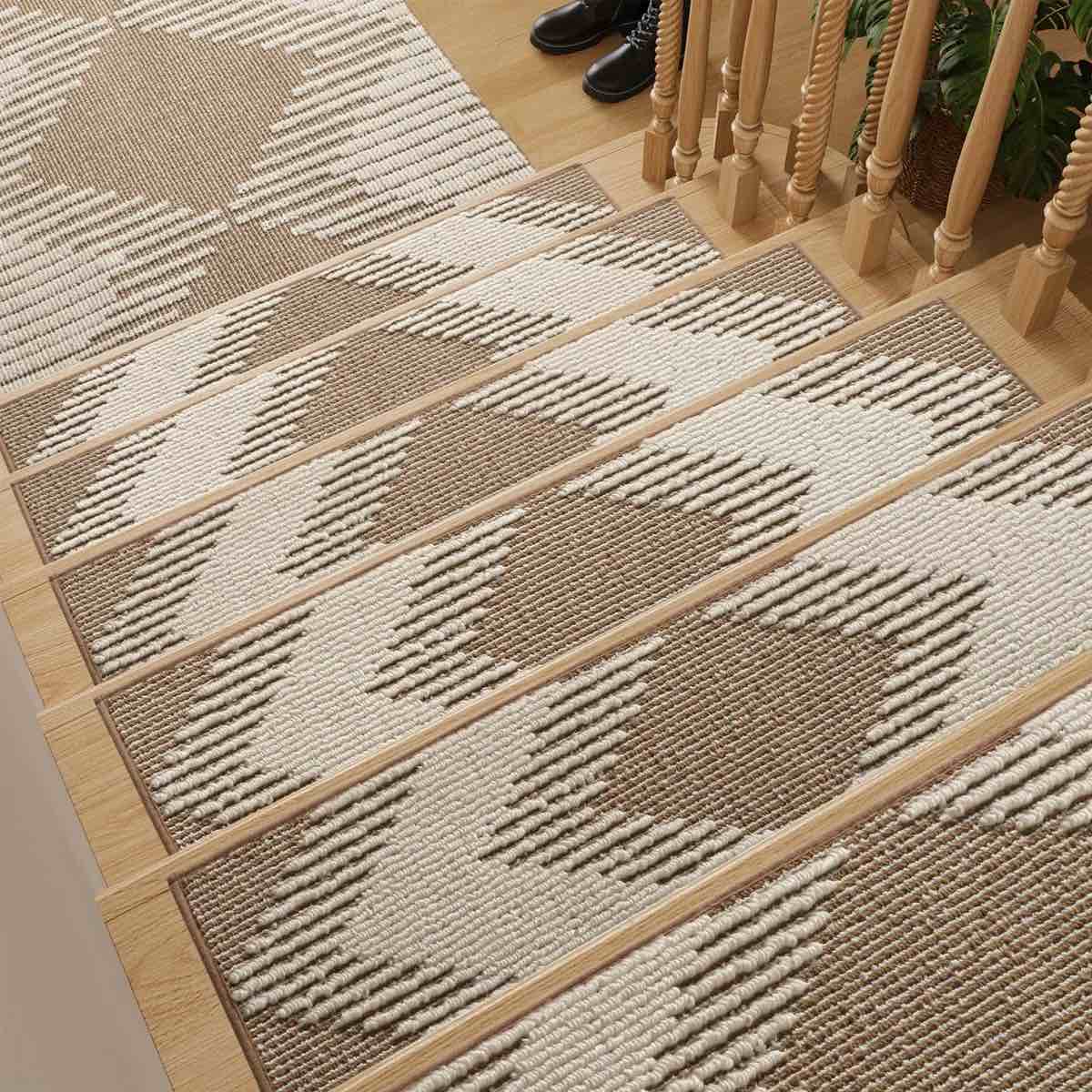 15PC Stair-Treads Non Slip, 3D Peel And Stick Stair Treads For Wooden Steps Indoor, Stair-Carpet Treads Washable Reusable Adhesive Stair-Runner Rugs For Kids And Dogs 8"X30"