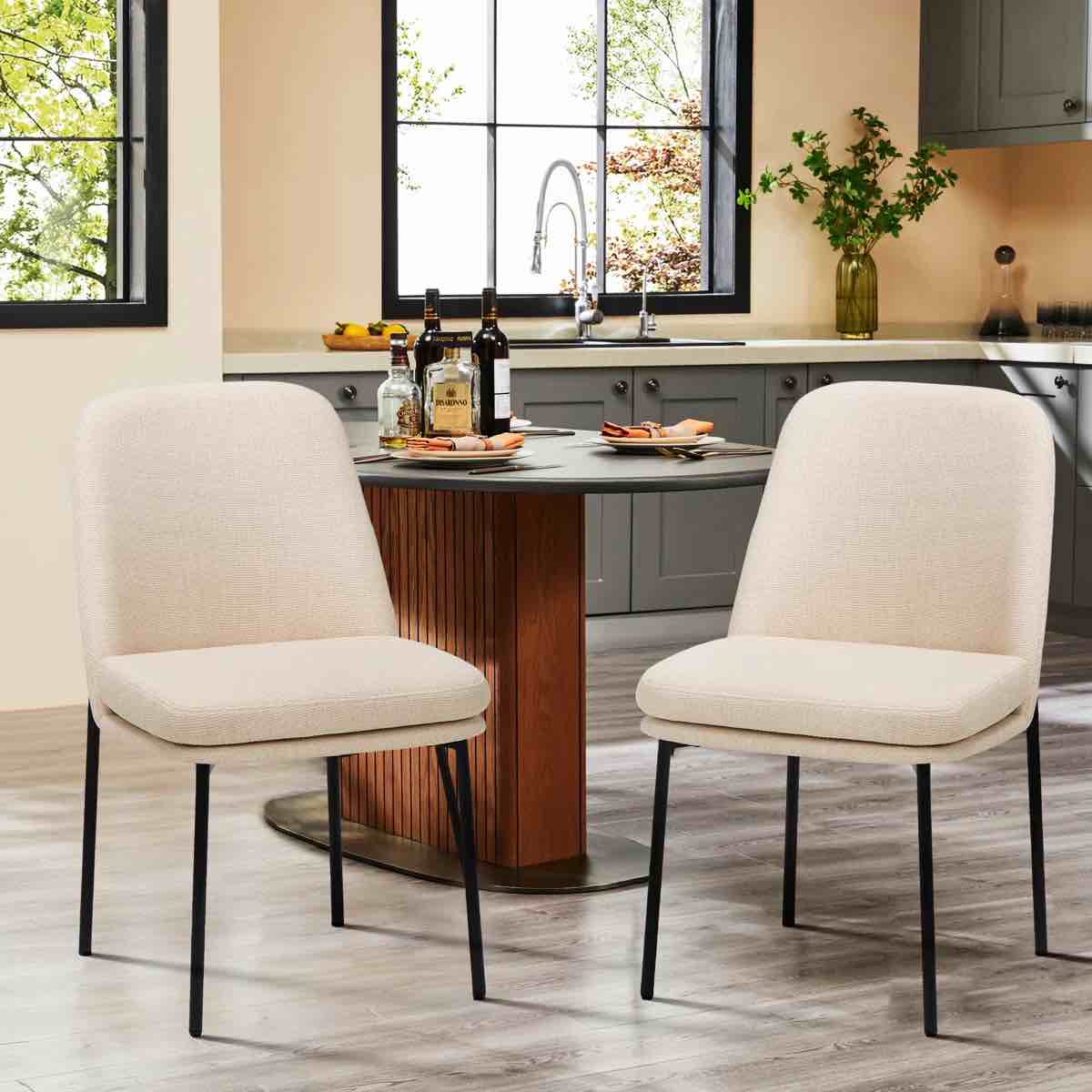 Fabric Upholstered Parsons Side Chair Dining Chair (Set of 2)