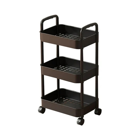 3-Tier Rolling Cart with Wheels and Handle, Rolling Storage Cart for Office, Living Room, Laundry Room,Kitchen, Bathroom, Leodye Back to School Season Clearance Special Offers