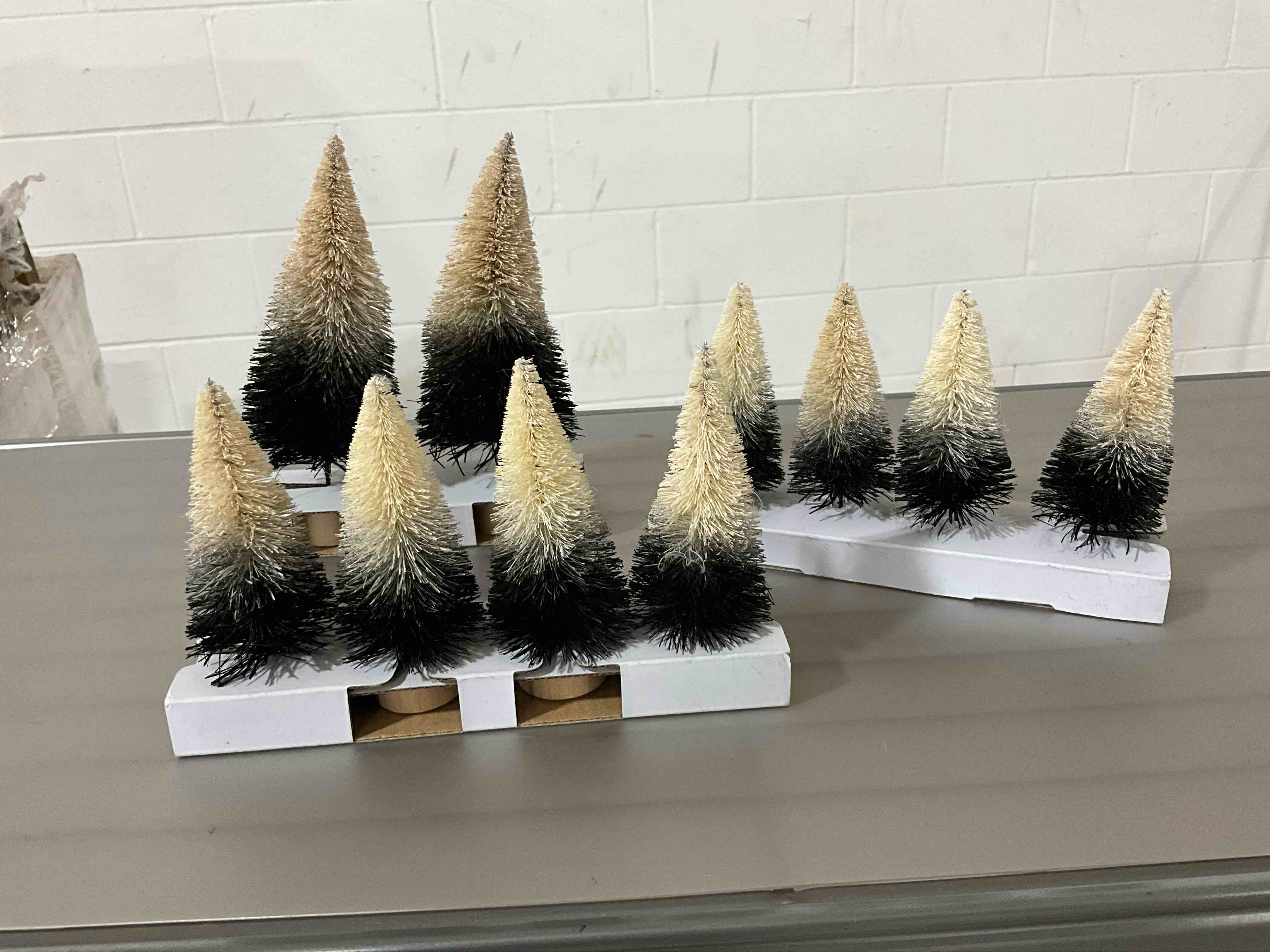 Freestanding Christmas Decor. Black & White Ombre Trees. 6", 4". 