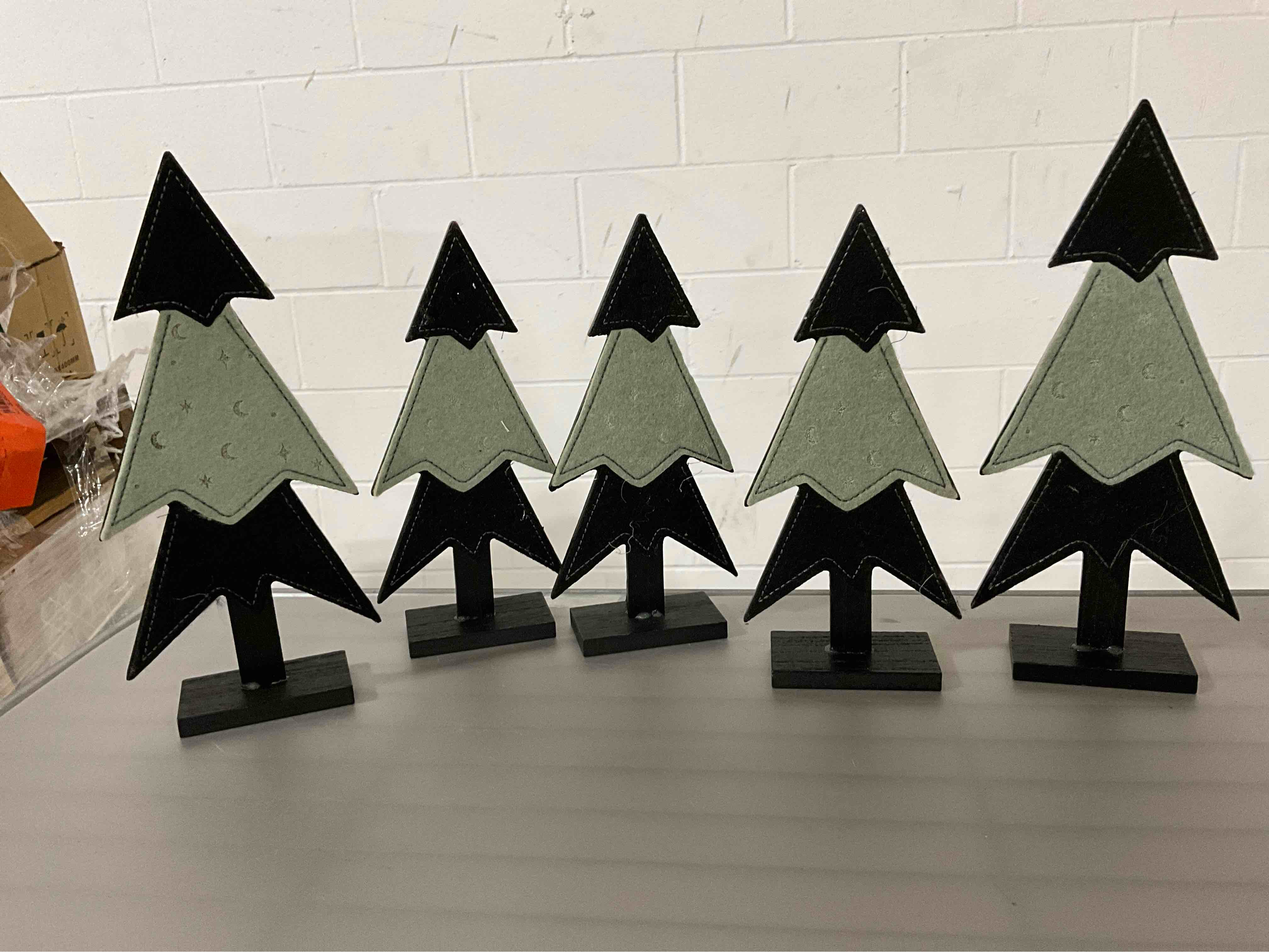 Wood with Felt Tree Halloween Decorative Mantel Sculpture 