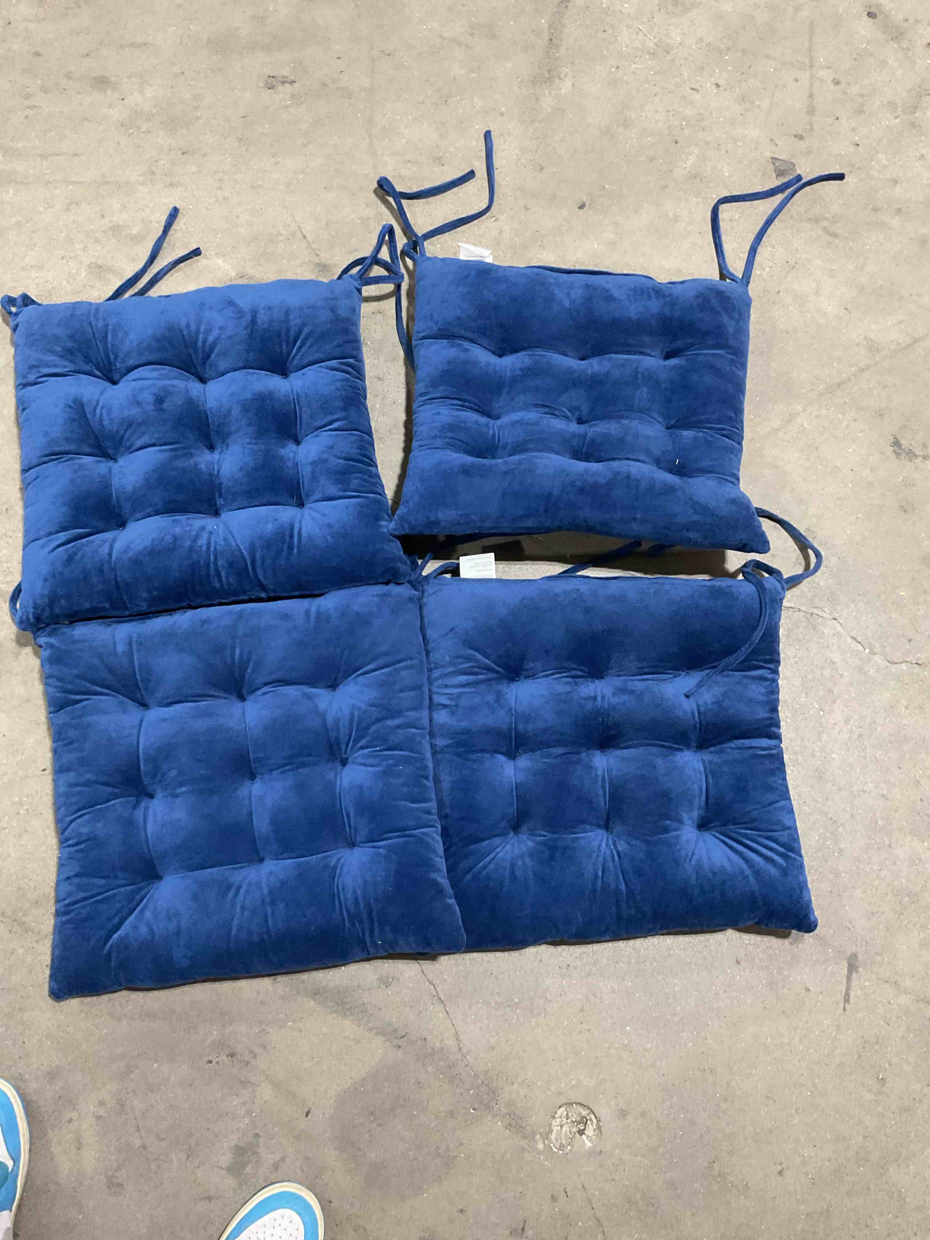 4  dark blue velvet patio furniture cushions