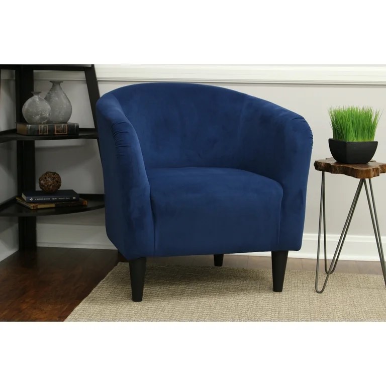 Blue velvet sofa chair