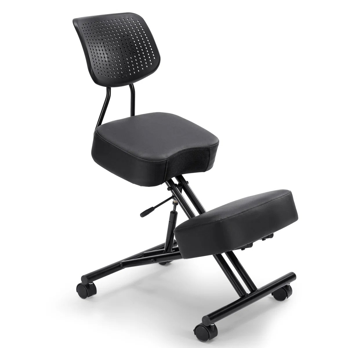 adjustable height ergonomic kneeling chair with backrest and wheel