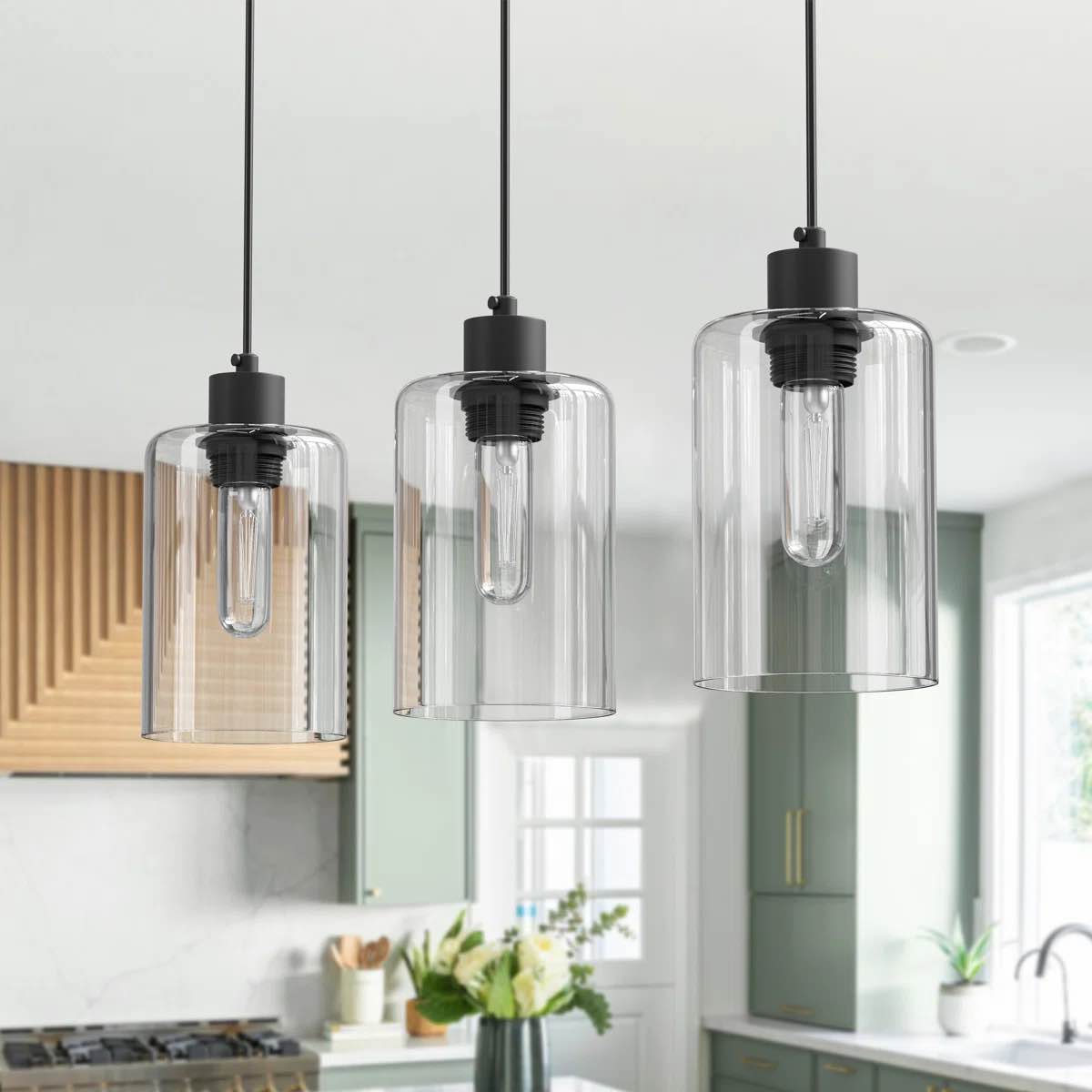 1-light kitchen island pendant (set of 3) dimmable light