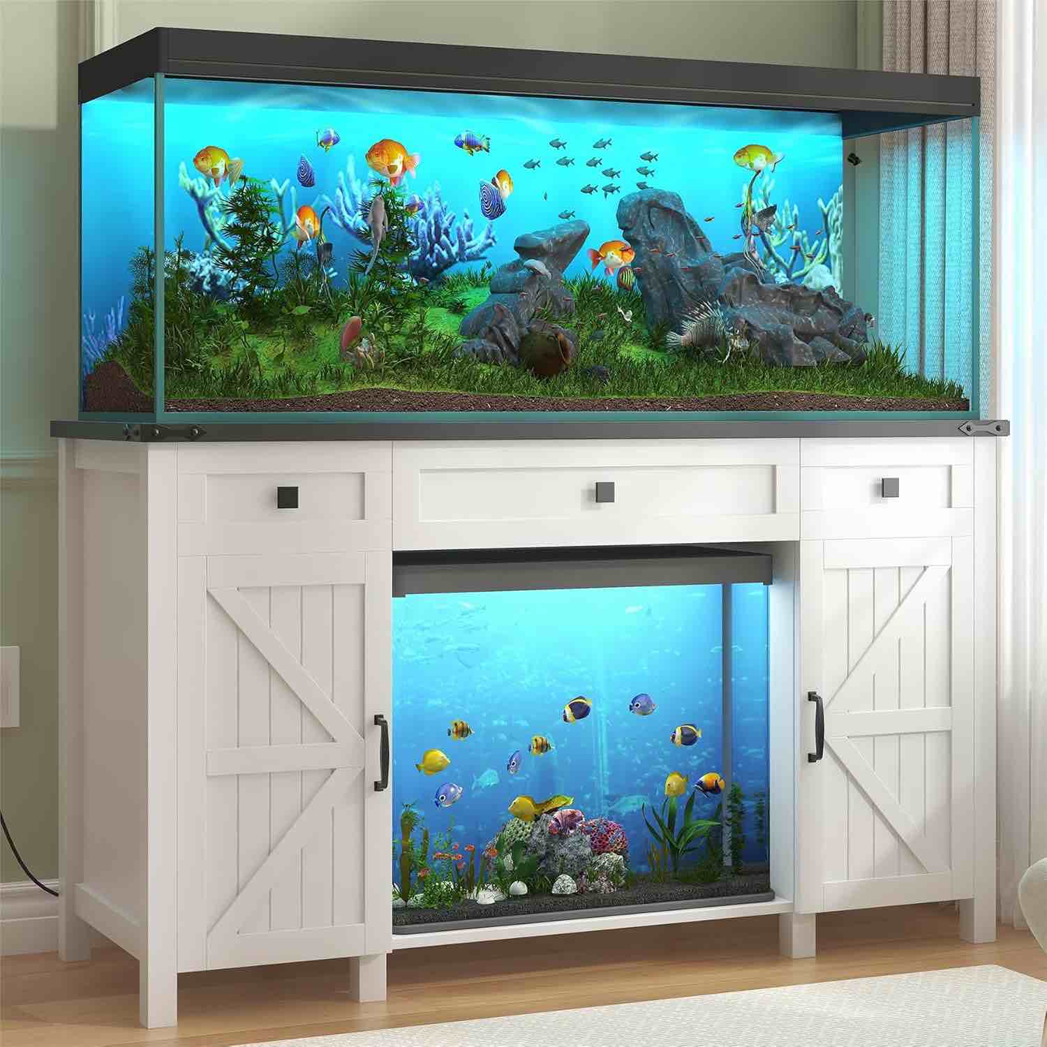 55 to 75 gallon aquarium stand with charging station farmhouse fish aquarium 