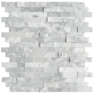 11.5” x 10.7” 3-D natural stone peel and stick mosaic tile