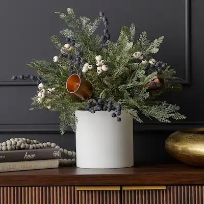 mixed mica foliage with blueberries and harmony bells 19” arrangement