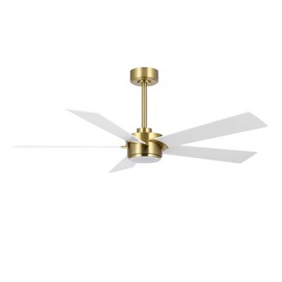 5 blades indoor ceiling fan with light lit and remote