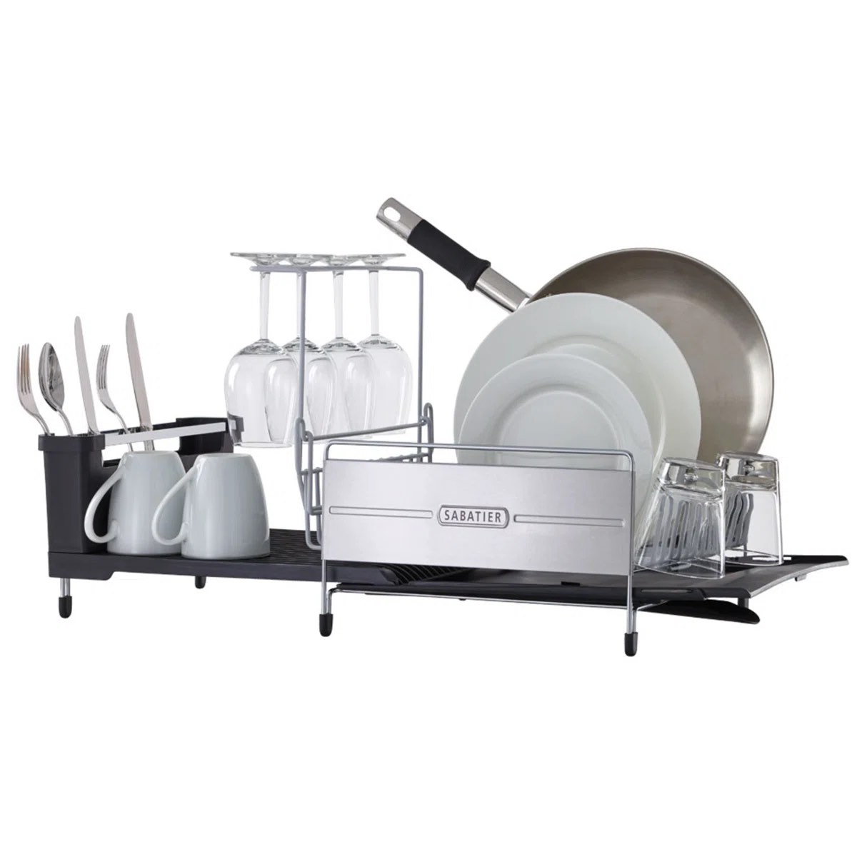 Sabatier Expandable Stainless Steel Dish Rack with Rust- Resistant So