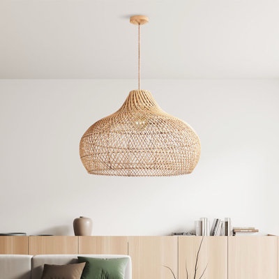 16à/24à Handwoven Rattan Pendant Light - Modern Bohemian Style 