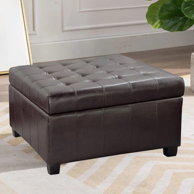 Faux Leather Ottoman