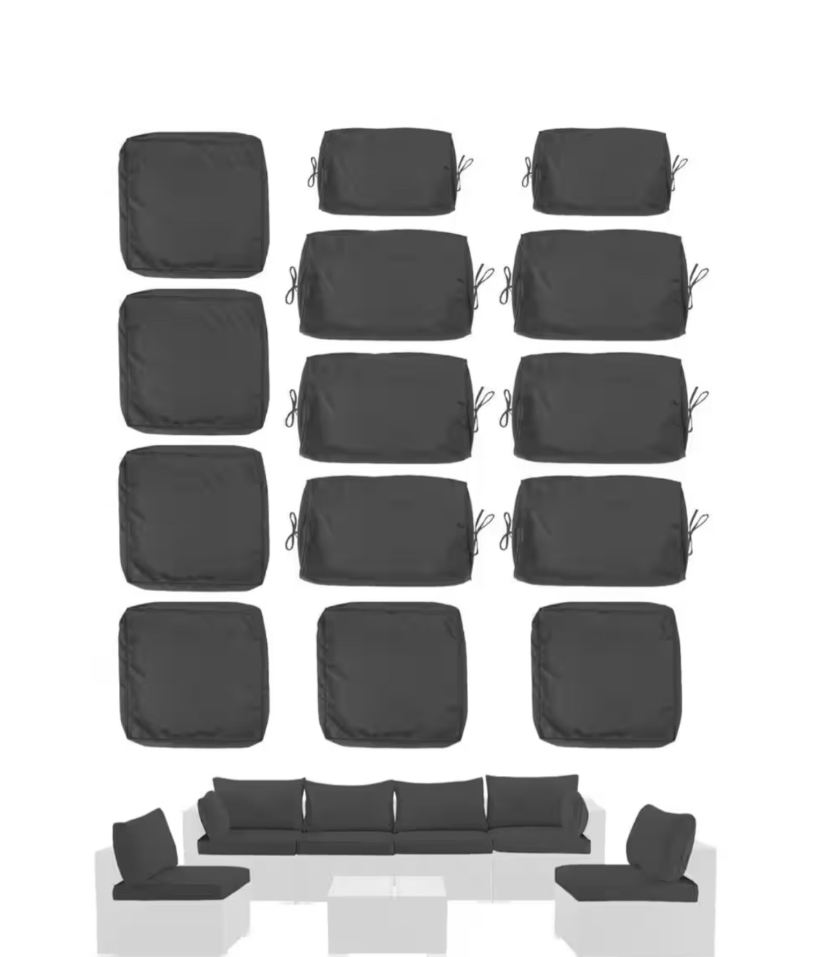 Cushion Covers for 7 Pcs (6-Seaters) Wicker Rattan Sectional Sofa, 14Pack Cushion Slipcovers Set Seat and Back,Outdoor Cushion Slipcover with Zipper, (Only Cover) Gray