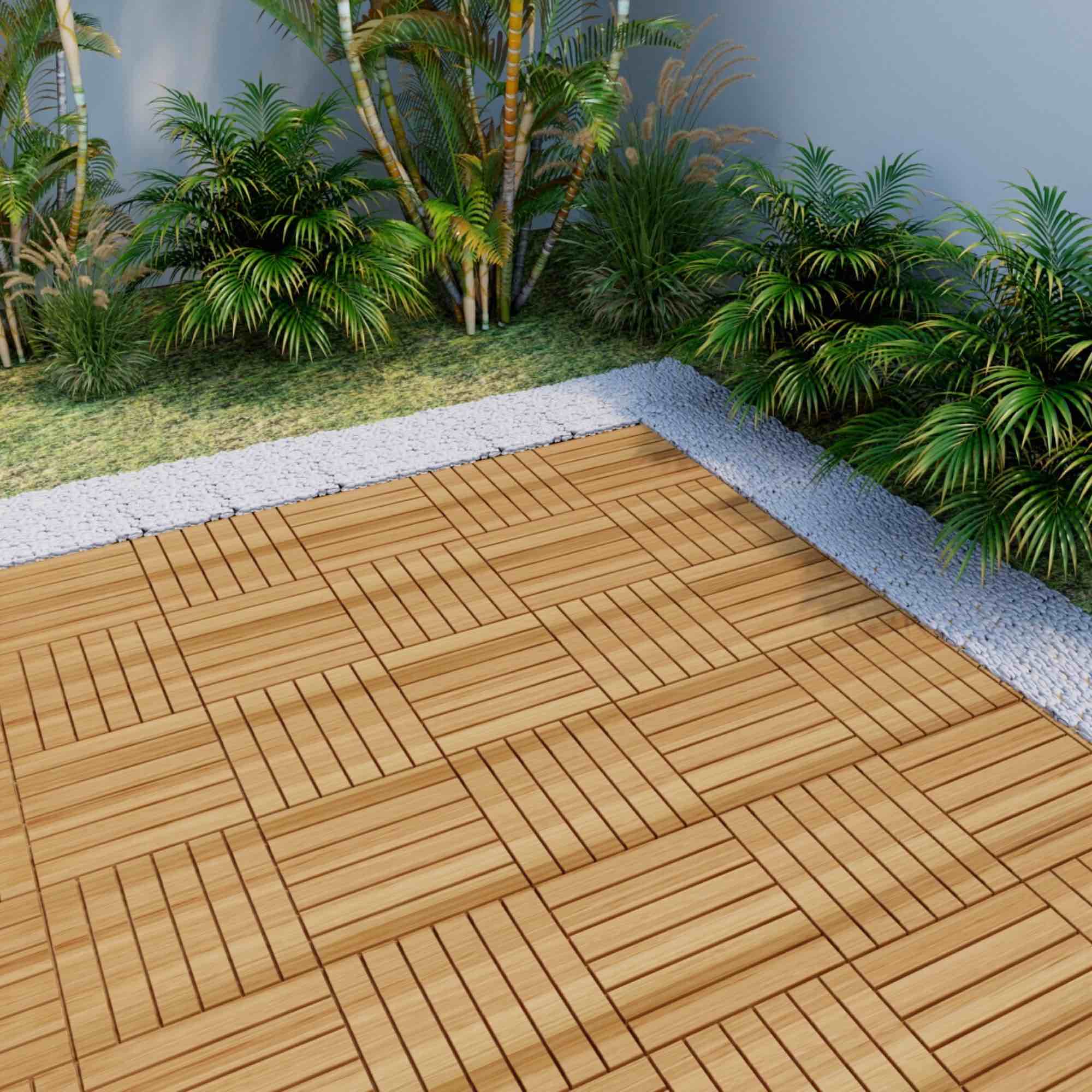 0 PcsInterlocking Deck Tiles, Acacia Wood, 12x12 inch, Outdoor Garden W2391P160549