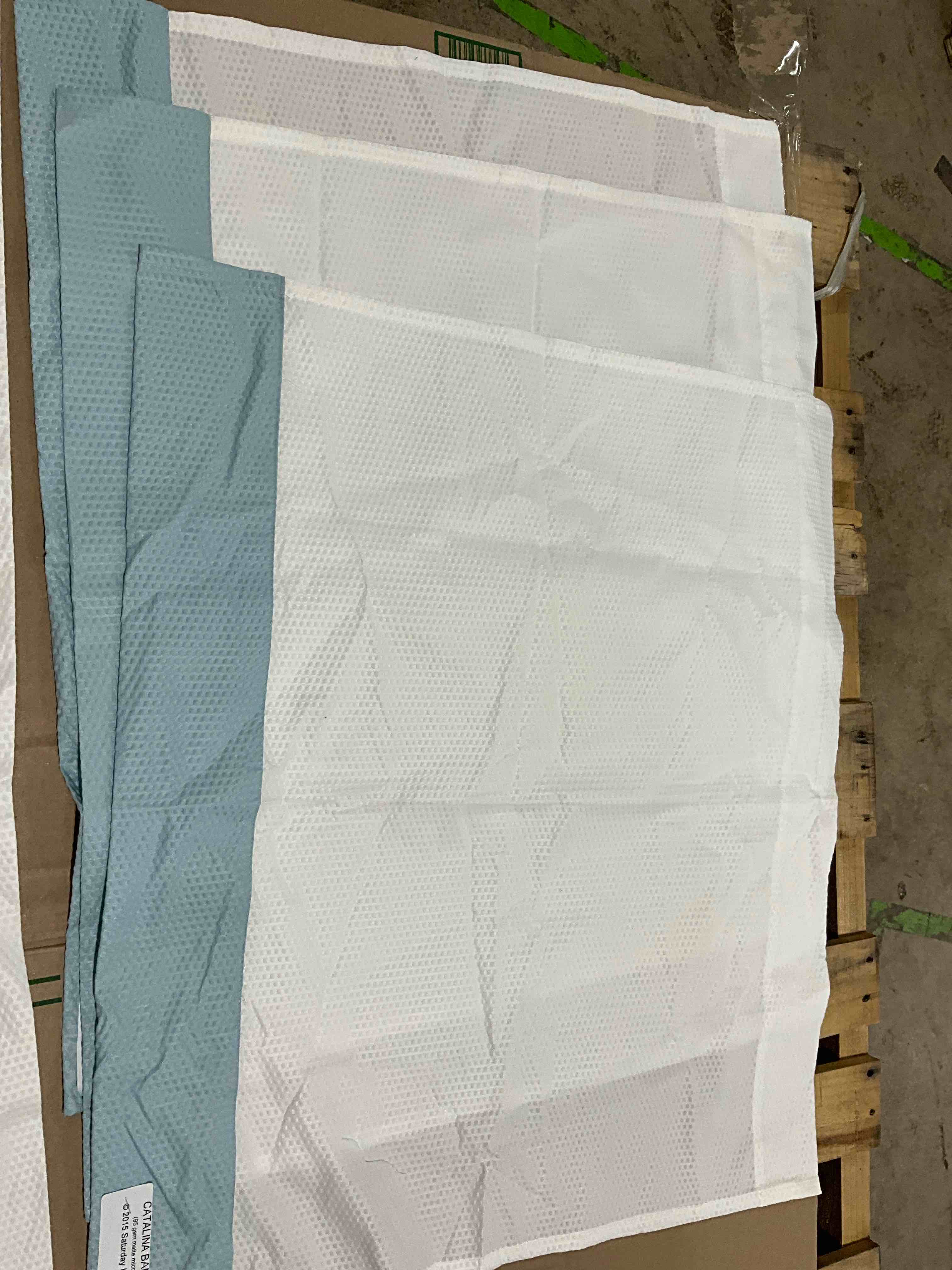 Saturday Knights Catalina Banded , White Curtains With A Light Blue Stripe, 6 PC, (4 Square Curtains, 2 Long Short Curtains)