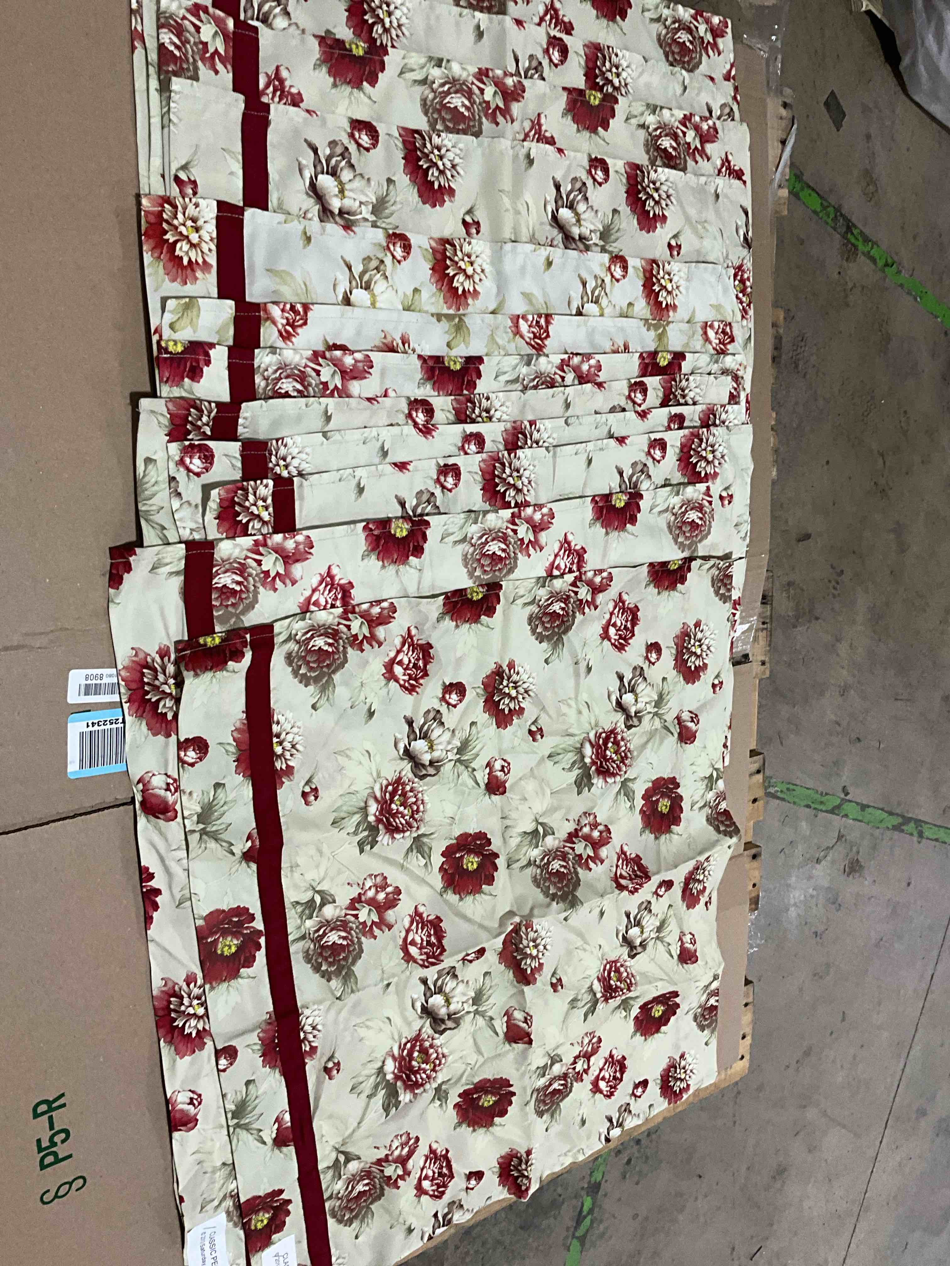 Saturday Knight Classic Peony Curtains, Red Peonies, 18 Pc (10 Square Curtains, 2 Rectangle, 6 Long Short Curtains)