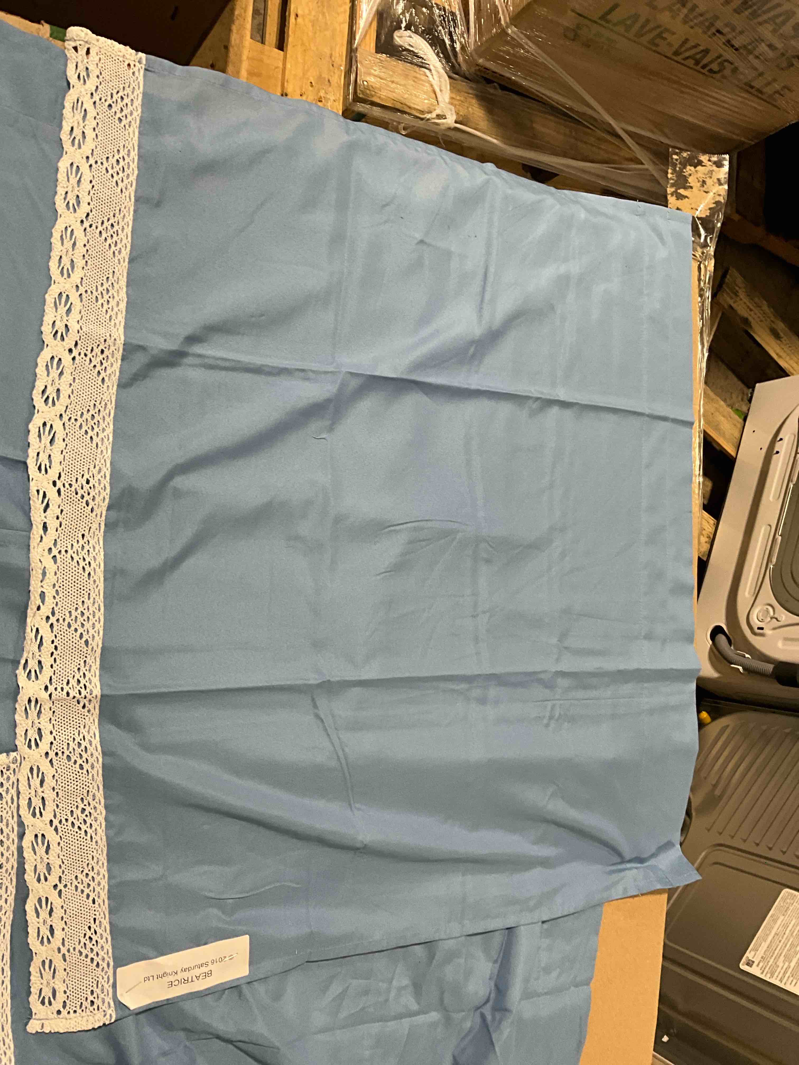 Saturday Knights Beatrice Blue With White Details Curtains, 10pc (6 Square Curtains, 4 Long Short Curtains)