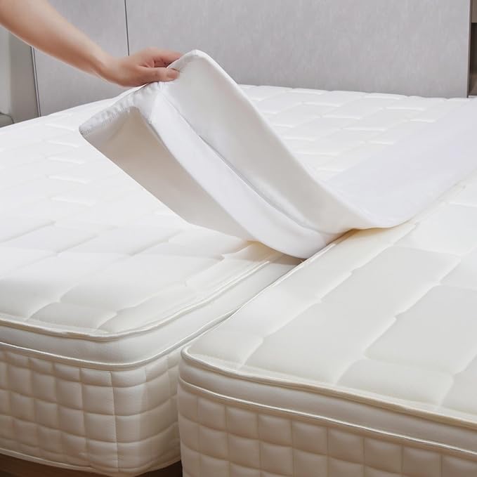 Vekkia Twin XL/Twin to King Converter with Internal PE Support Sheet & High-Density Foam, Split King Gap Filler for Adjustable Bed, Guest Room, Vacation Rentals, Hotel, Washable Cover