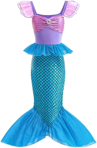 Blfuelyfimosh Little Mermaid Princess Fancy Dress Up Costume Birthday Party Outfit (Size 120)