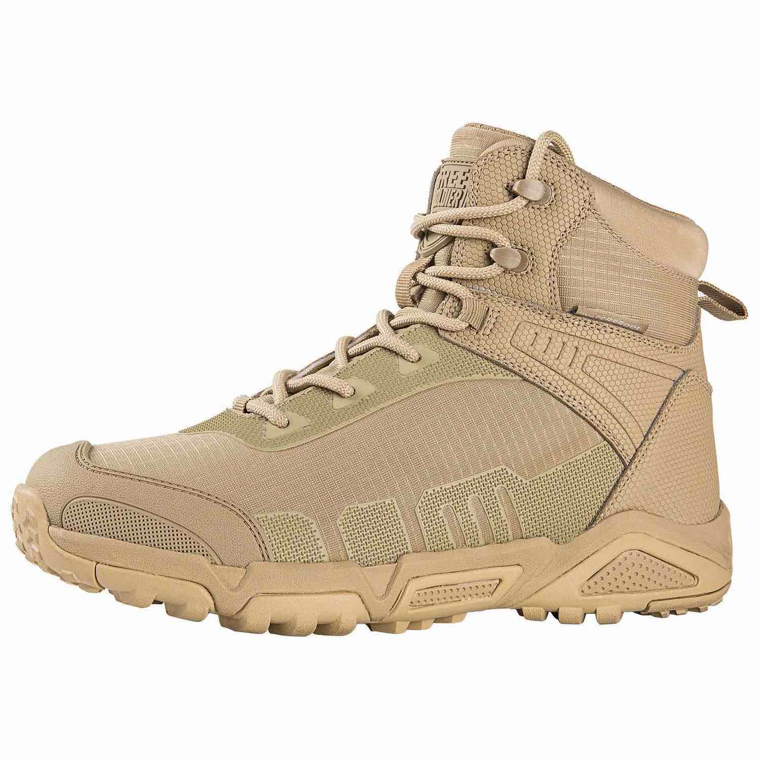 FREE SOLDIER Men's Waterproof Hiking Boots Lightweight Outdoor Mid Trekking Climbing Boots Men (Tan Size 11.5US)