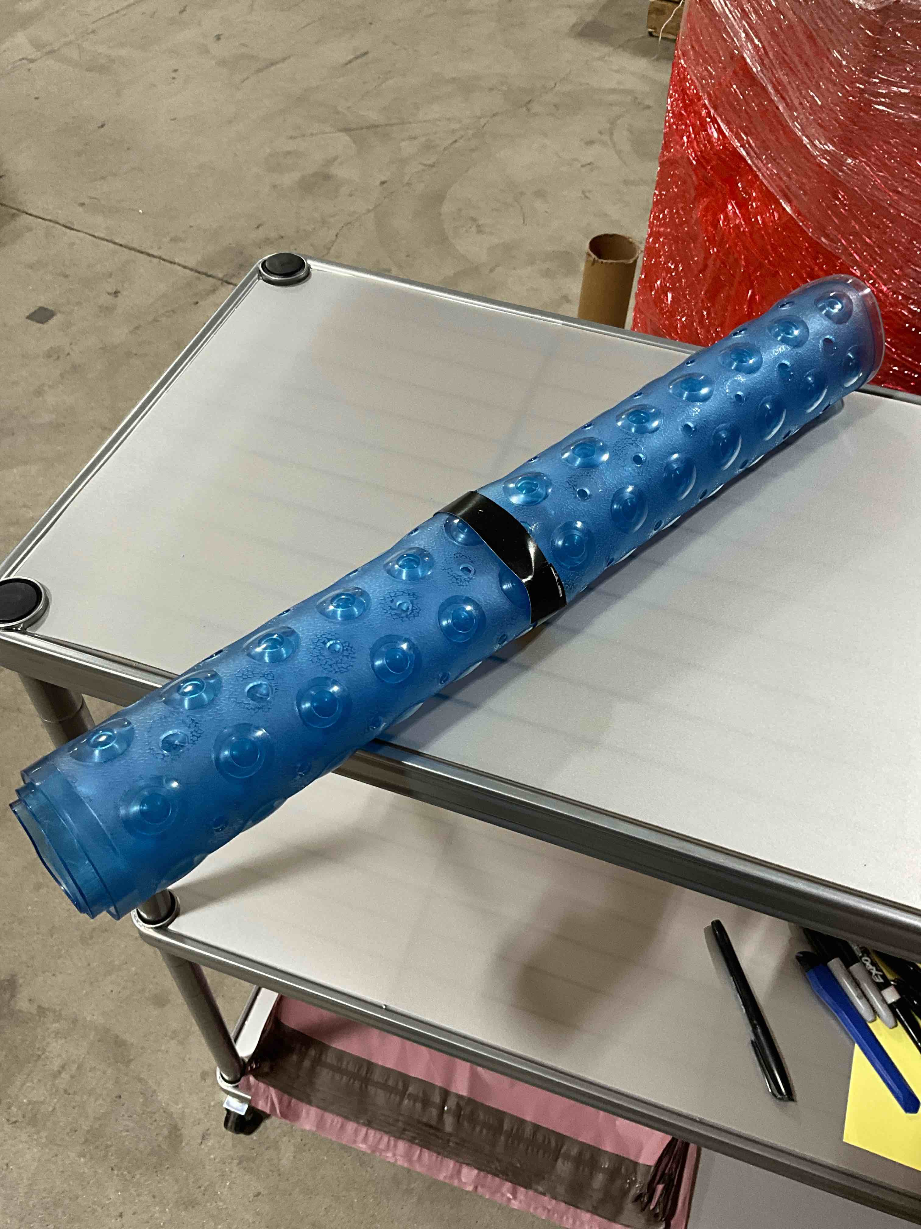 Melange Shower Mat Non Slip Anti Bacterial Square PVC, 21 x 21, Clear Blue