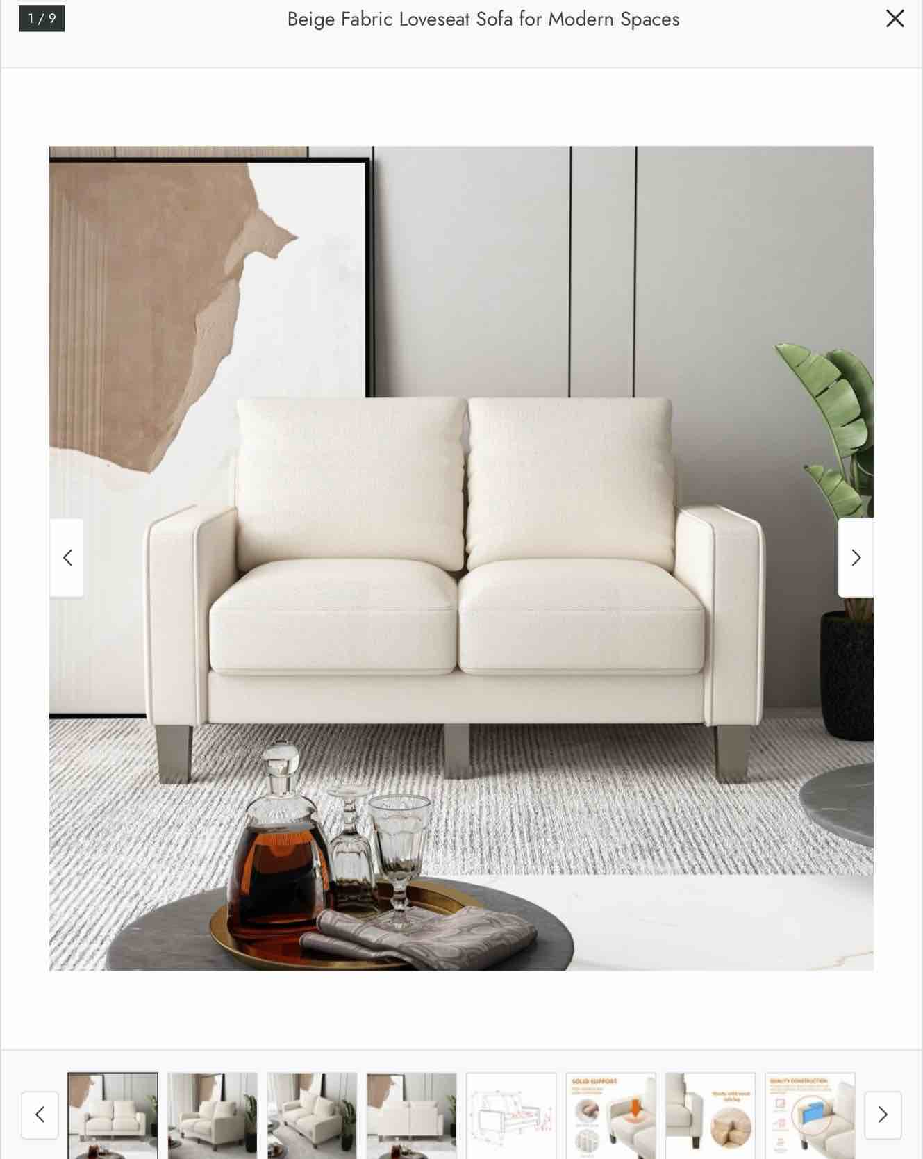 Beige Fabric Loveseat Sofa for Modern Spaces