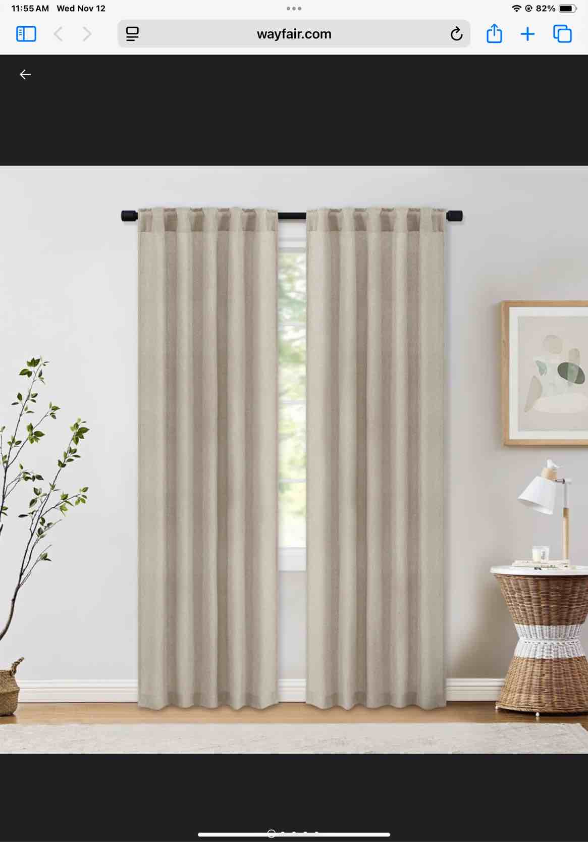 Toyoko Linen Blended Semi-Sheer Back Tab Curtain Pair (Set of 2)