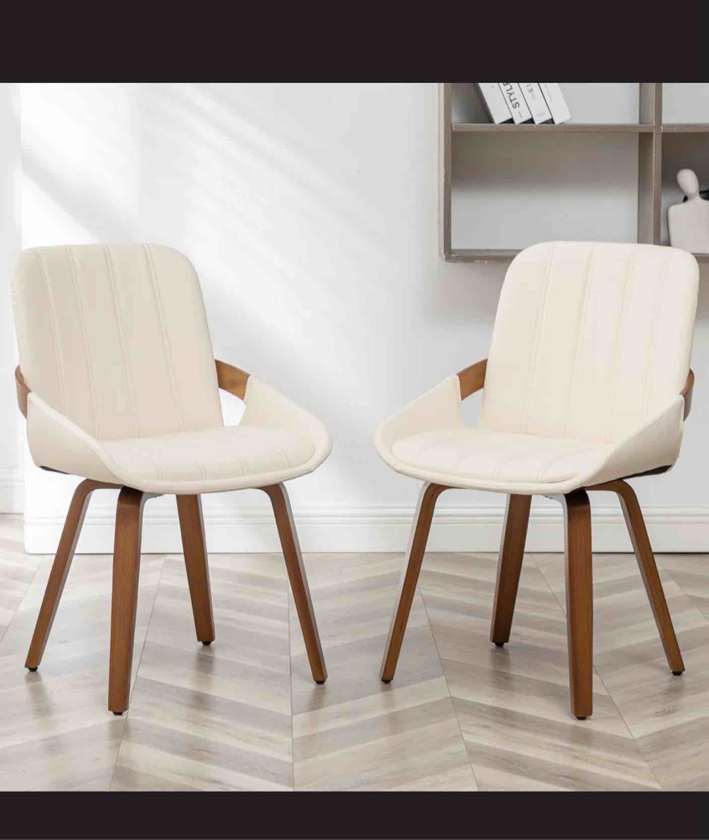 Modern Upholstered Faux Leather Dining Chairs (Set of 2)
