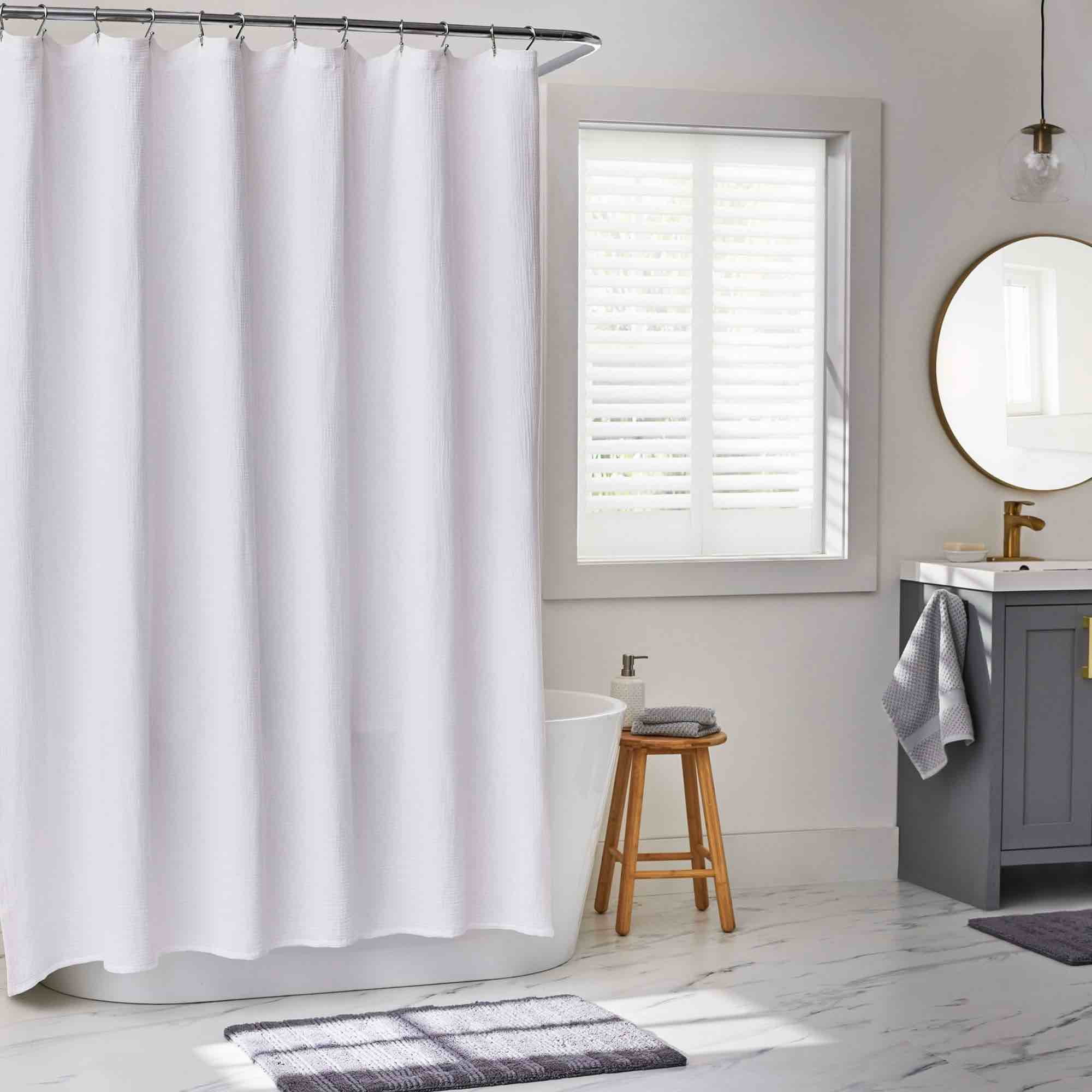 Better Homes & Gardens Gauze Shower Curtain, 100% BCI Cotton, 72 W x 72 L , White, 1 Piece, Adult