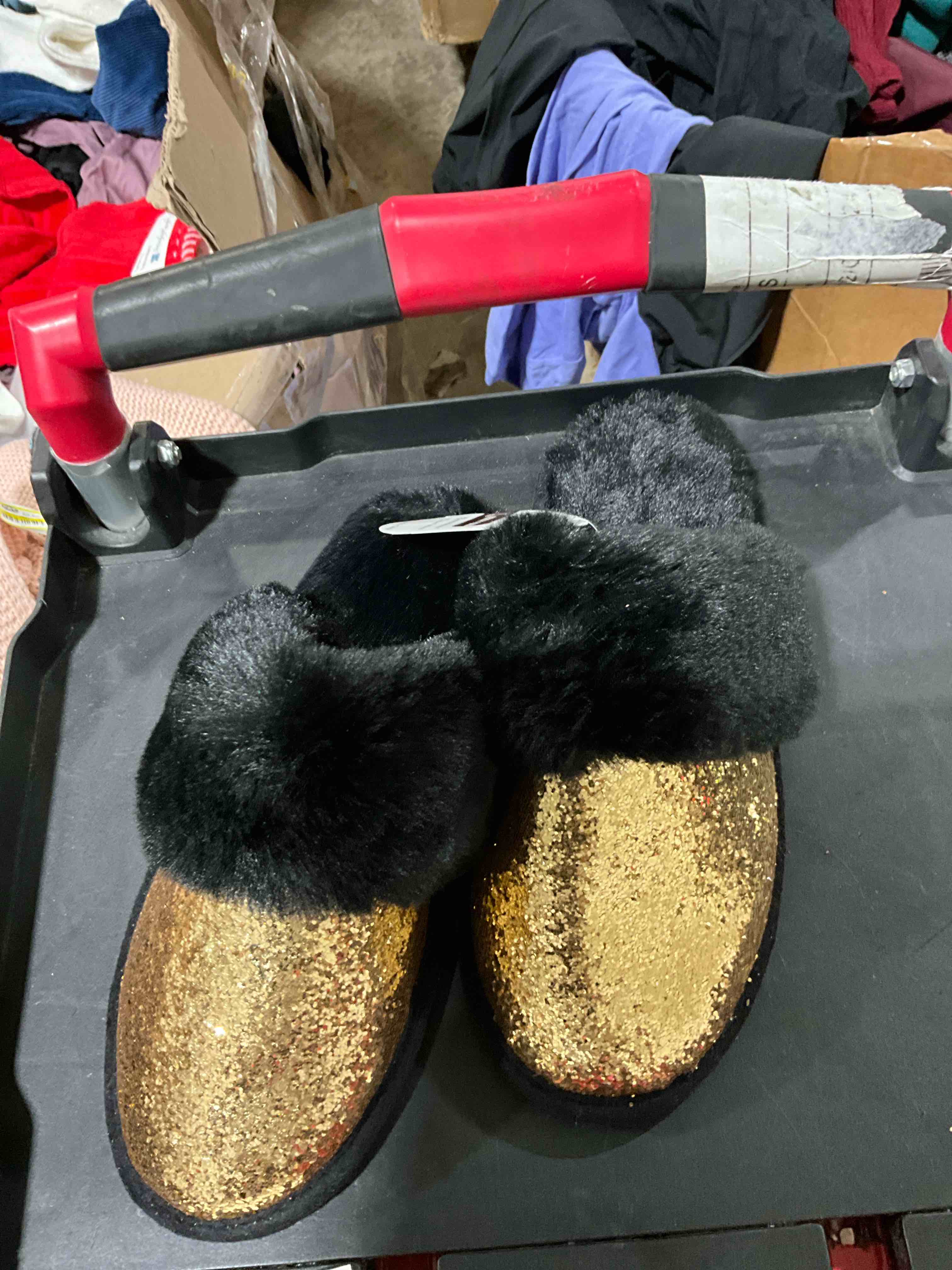 Gold Color Glitter Slippers Size 7-8