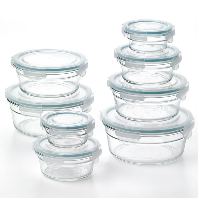 member's mark 16-piece round shape glass food storage set by glasslock
