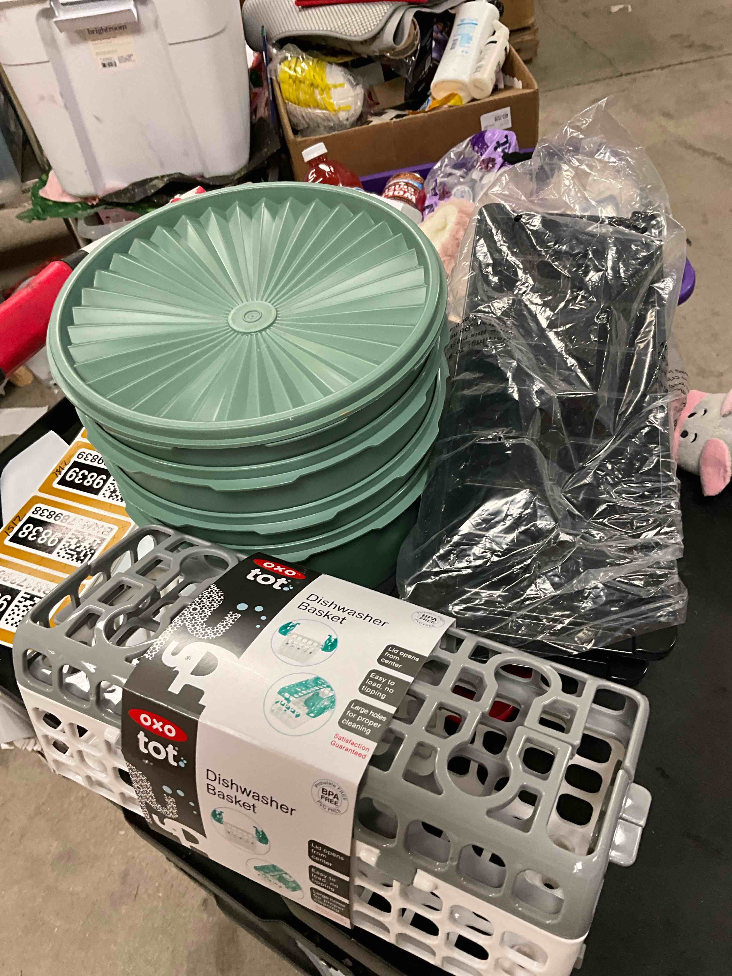 Assorted Bins, Baskets, And Ice Cube Tray