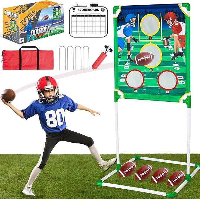JIMI Football Toss Game, Indoor Outdoor Kids Football Throwing Target Game with 56-Inch Target 4 Inf