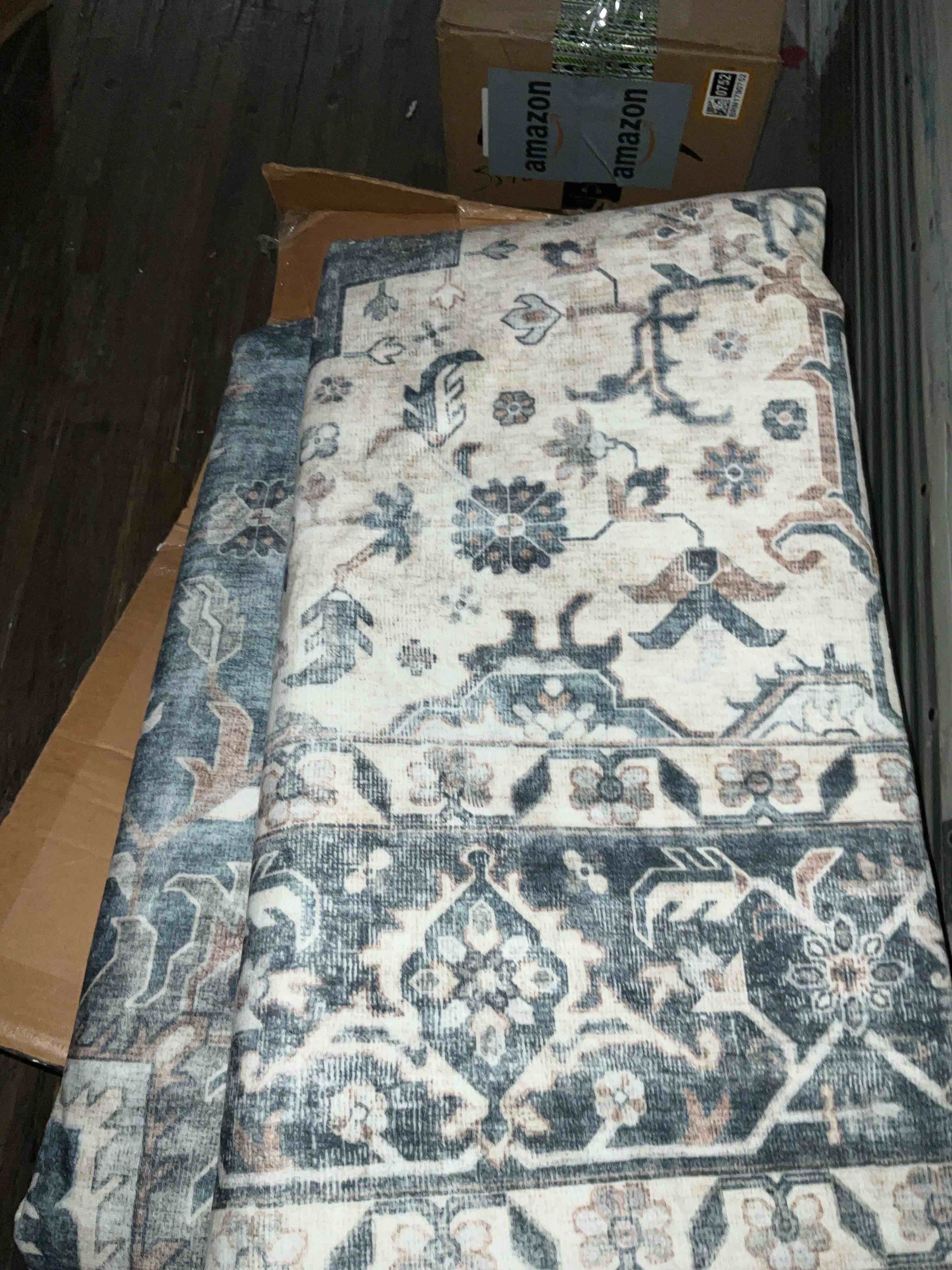 OEKOTEX Non Slip Big Area Rug Blue/Beige TH003202505