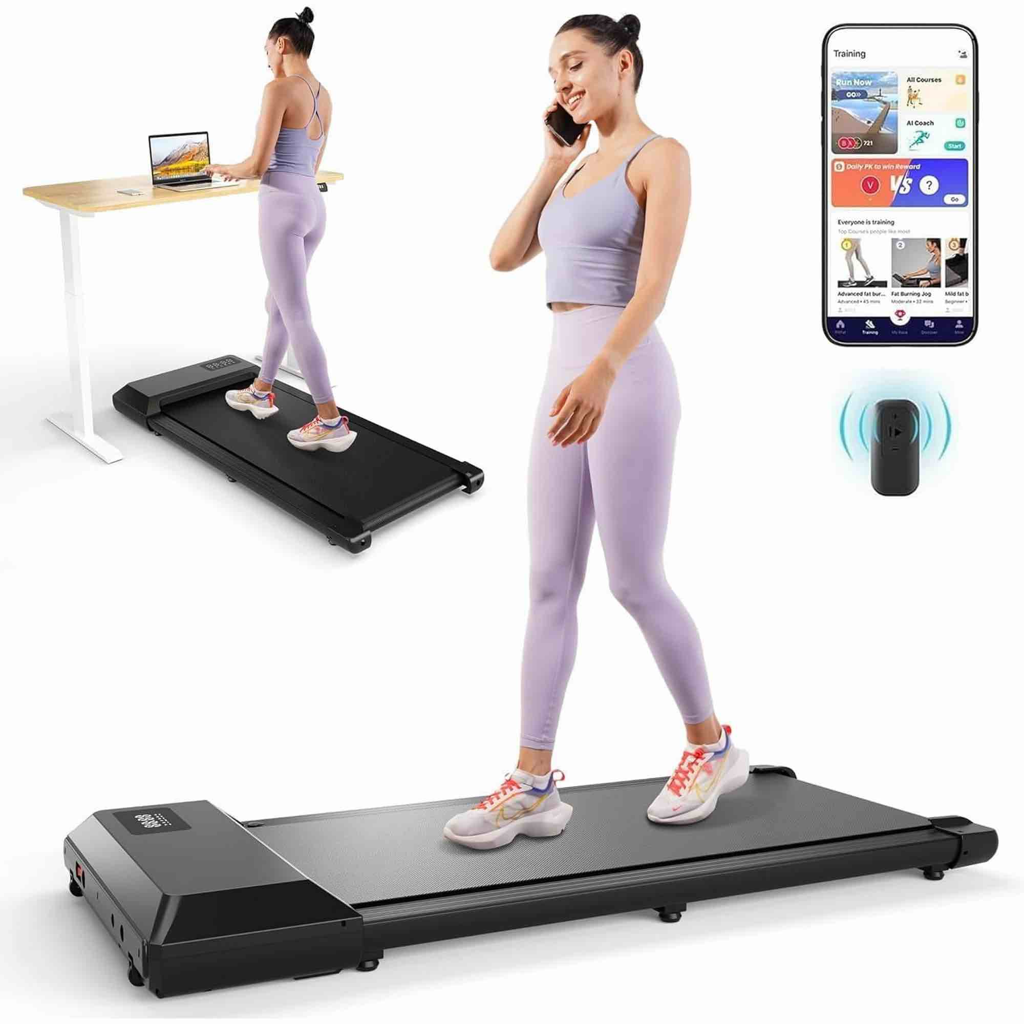 Walking Pad Treadmill, Mini Under Desk Treadmills for Home & Office, Portable Walking Treadmill?Black? BA06-B1 TREADMILL