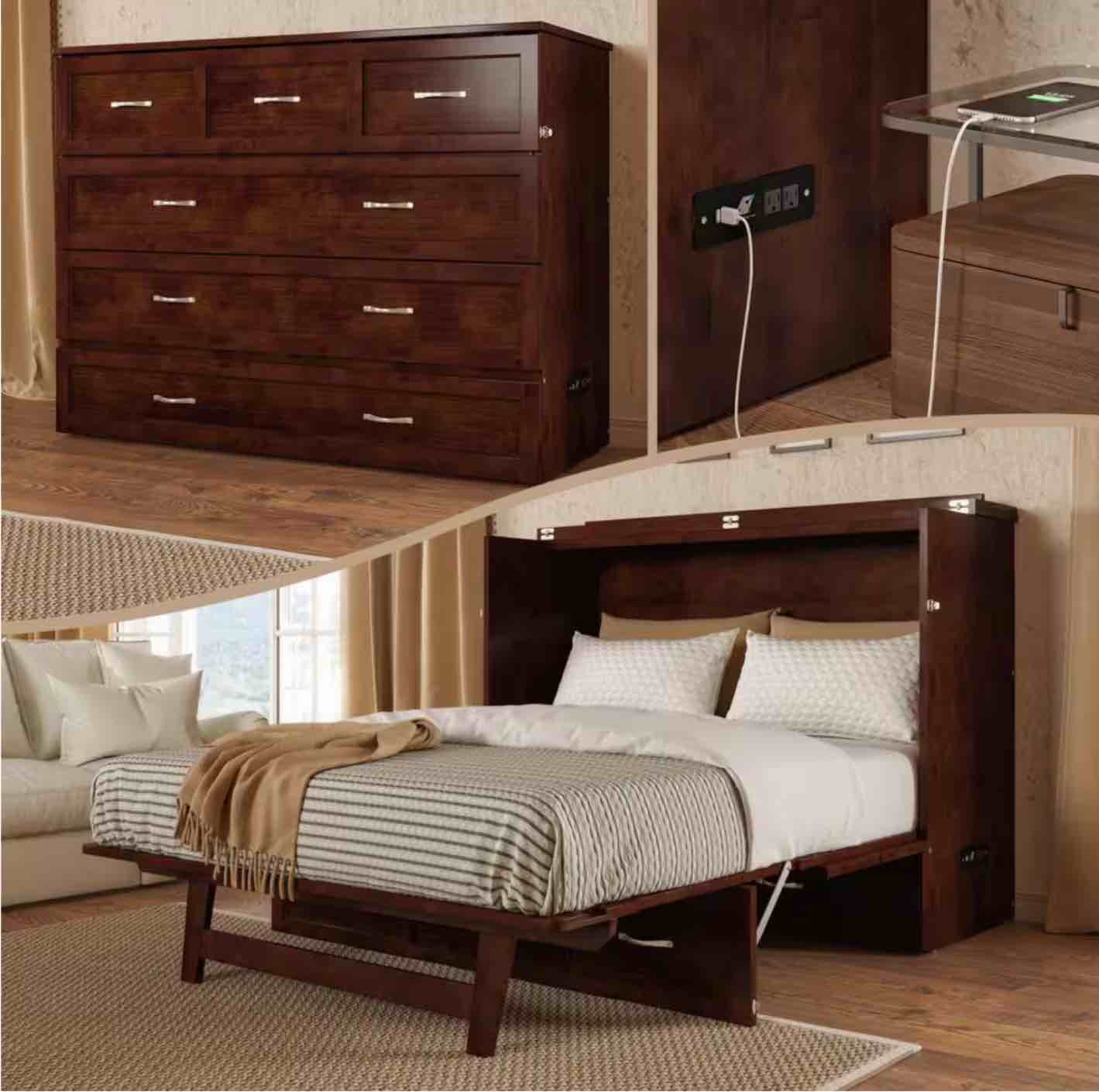 N701P216106D Murphy Bed Full Size + Brown Lit Murphy Pleine Grandeur + Brun