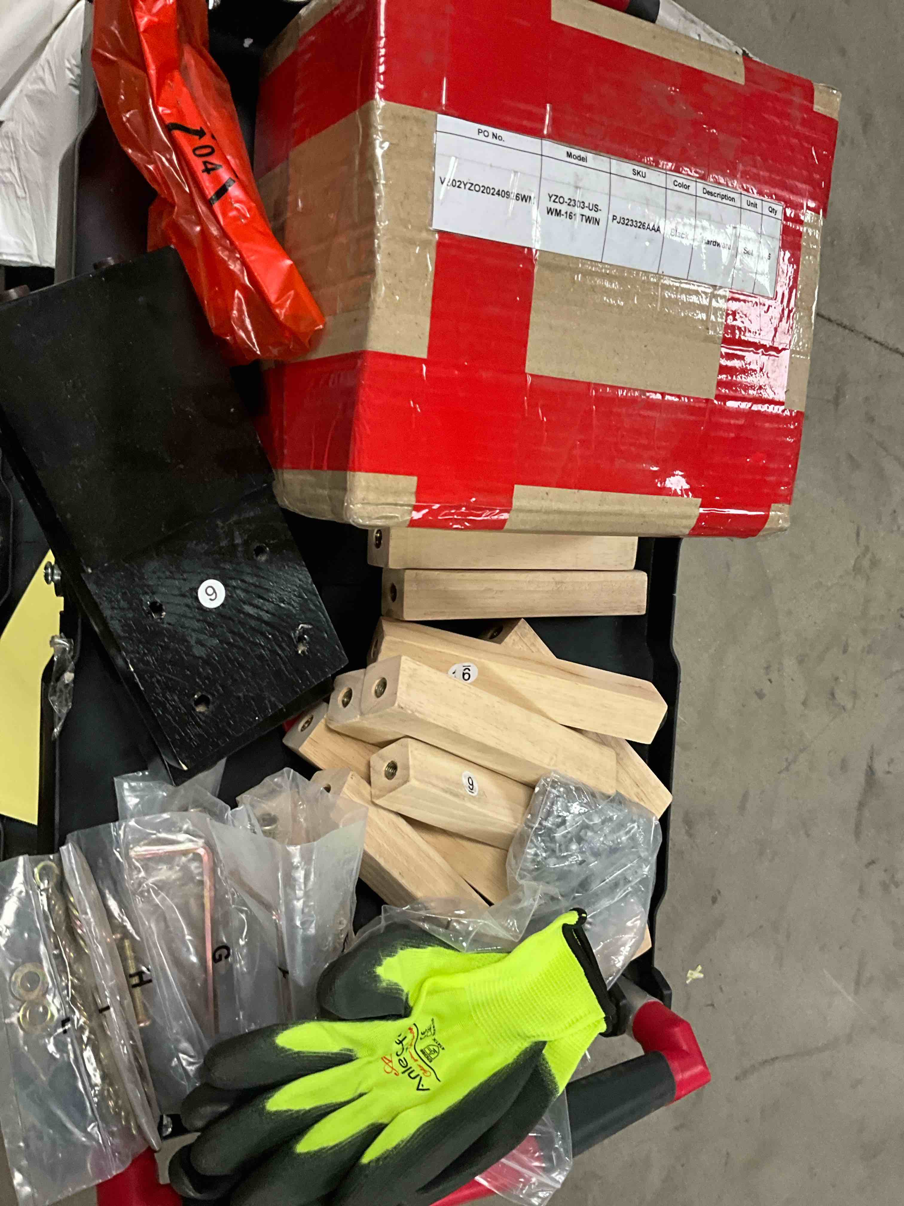 assorted furniture hardware, screws, legs and others 