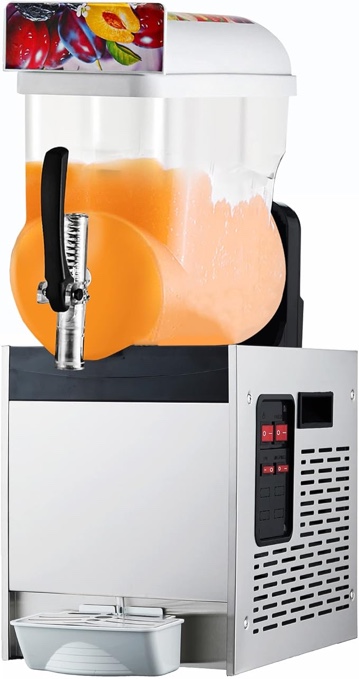Commercial Slushy Machine,15L x 1 Tank Cold Slushy Drink Maker,450W Electric Beverage Dispenser,Stainless Steel Cold Slush Machine,for Supermarkets Cafes Restaurants Bars,37.4?-28.4?
