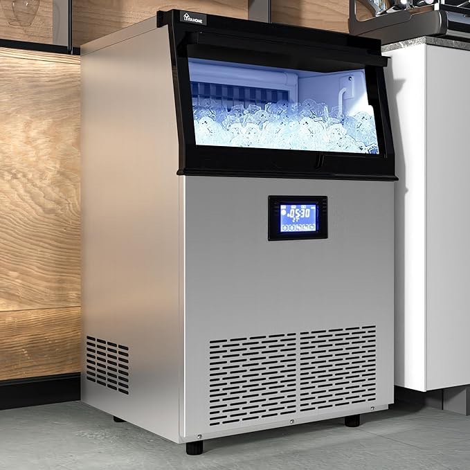**DAMAGED ** missing glass *similar to stock photo **YITAHOME Upgraded Commercial Ice Maker Machine, 150LBS/24H Large Ice Maker Under Counter with 33LBS Storage Bin, Outdoor Free Standing Undercounter Ice Machine for Restaurant, Home, Bars, Coffee Shop