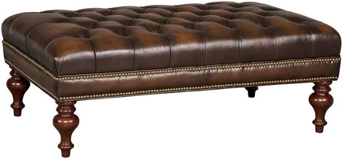 Bentley 48 Inch Long Tufted Leather Coffee Table