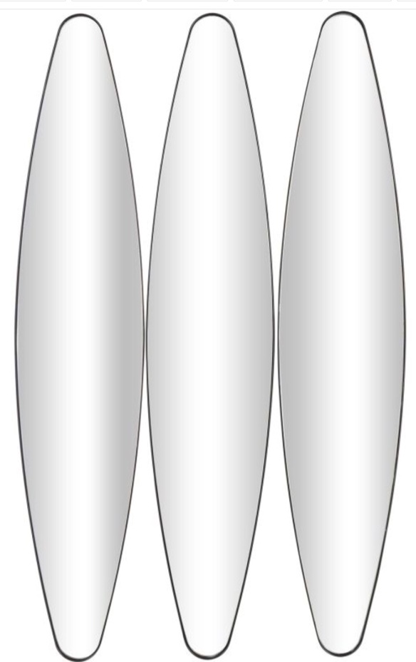 Black Metal Elongated Oval Room Wall Mirror, Set of 3 10"W, 47"H | 